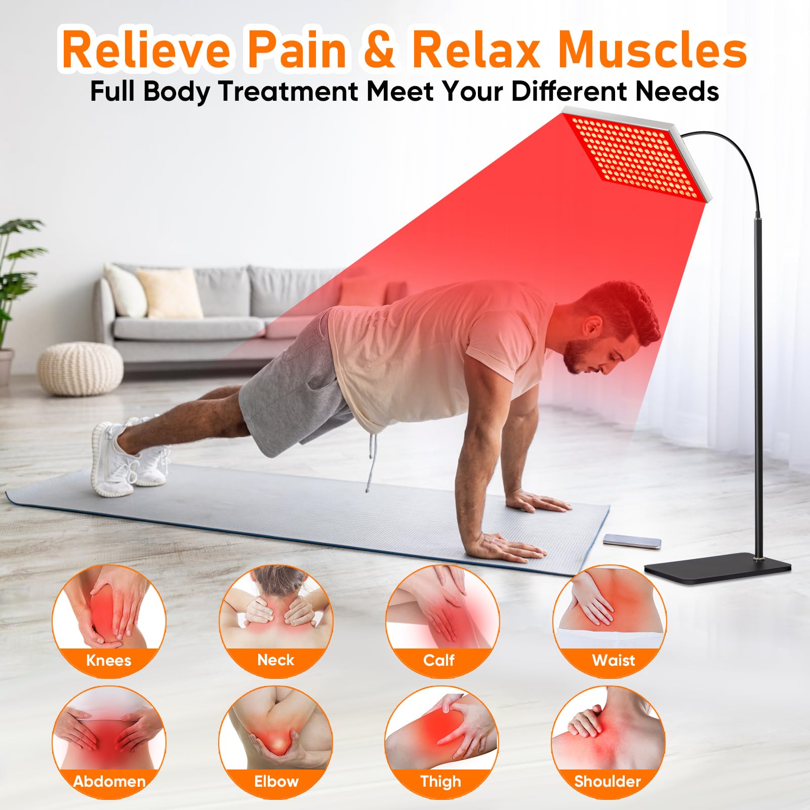 Red Light Therapy Lamp for Face & Body - 660nm LED Red Light & 850nm Near Infrared Light Therapy Panel with Stand - Relieves Muscle Pain, Improves Skin Care - Perfect for Home Use in Bedroom, Spa, or Gym Recovery