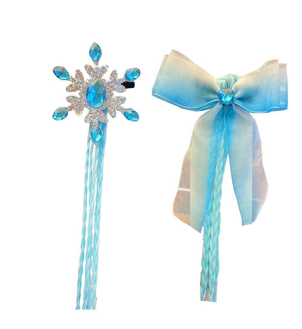 Snowflake Hair Clips for Girls - Princess Hair Bows for Parties, Christmas, Weddings & Dress Up - Sparkling Hair Accessories for Kids & Teens (Set of 6) - Perfect for Birthday Celebrations, Pageants & Holiday Events
