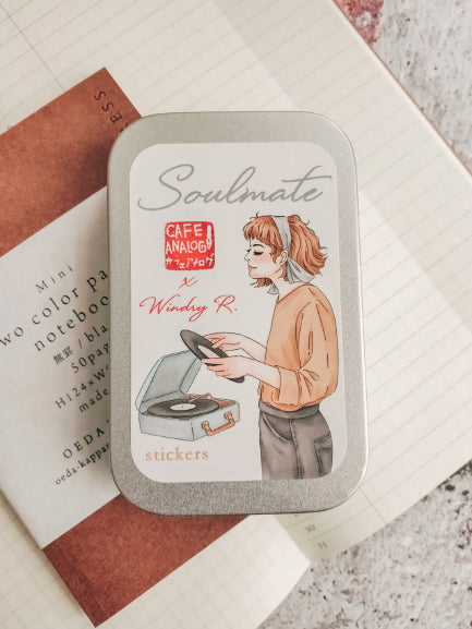 Cafe Analog X Windry R Soulmate Girls Stickers in Tin - Vintage Aesthetic Decals for Laptops, Journals & DIY Crafts