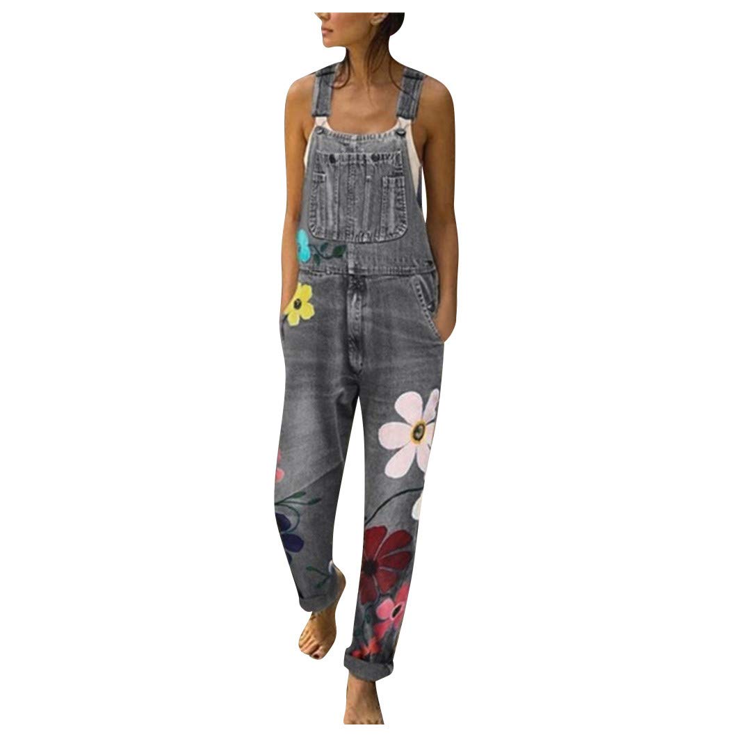 Women's Classic Stretch Denim Jumpsuit Romper Overalls - Comfortable Long Pants for Casual Wear, Work & Outdoor Activities
