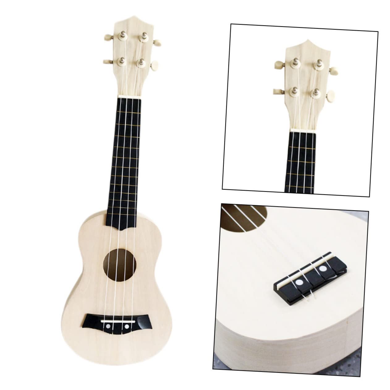 EXCLUZO 4-String Wooden Ukulele Kit for Kids - DIY Mini Guitar Assembly Toy Set with Wooden Beige Finish - Creative Musical Instrument for Children's Learning & Play - Perfect for Beginners, Students & Hawaiian-Themed Parties