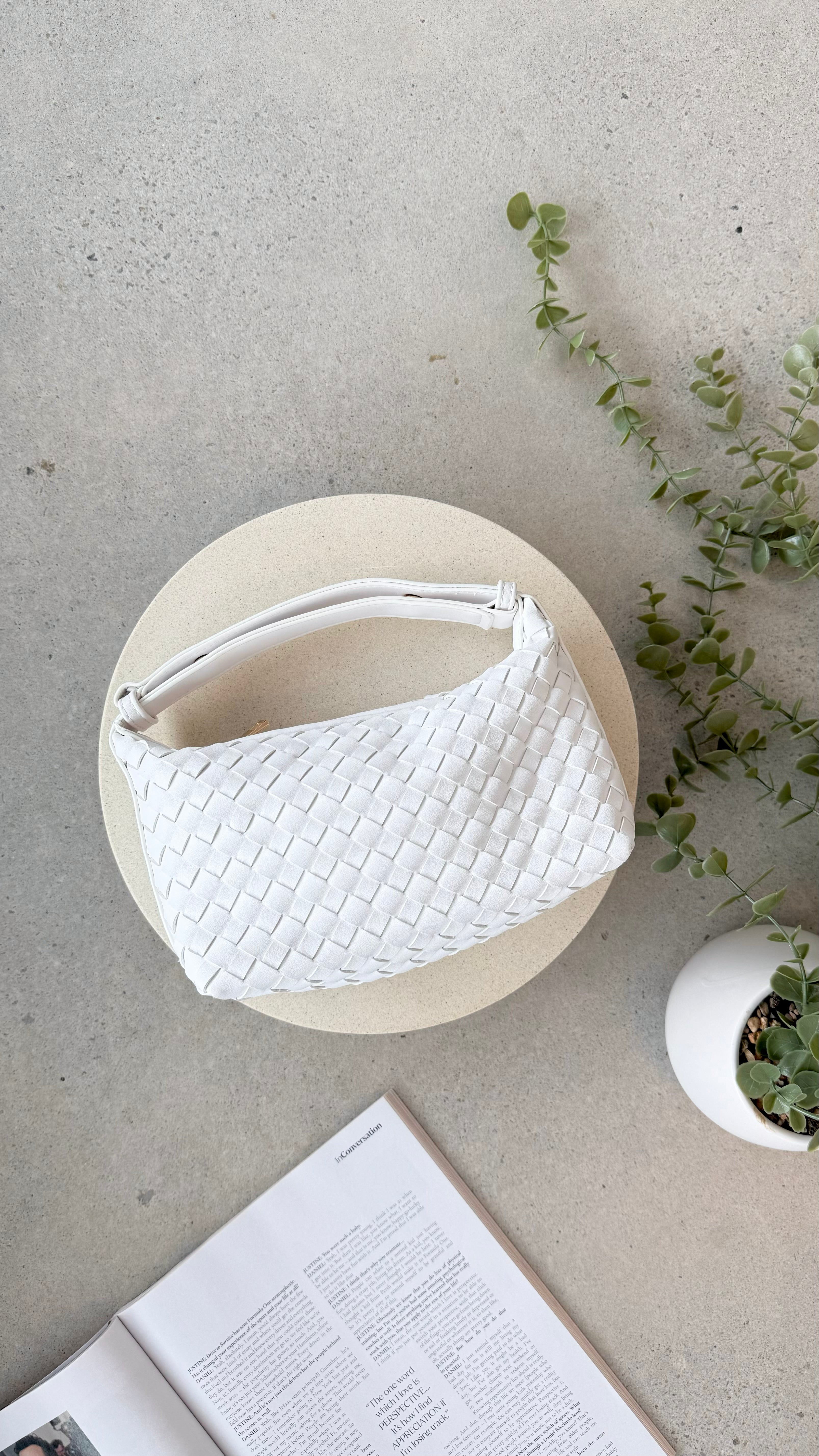 Isabelle White Leather Handle Bag for Women - Elegant Crossbody Purse for Work, Travel & Everyday Use
