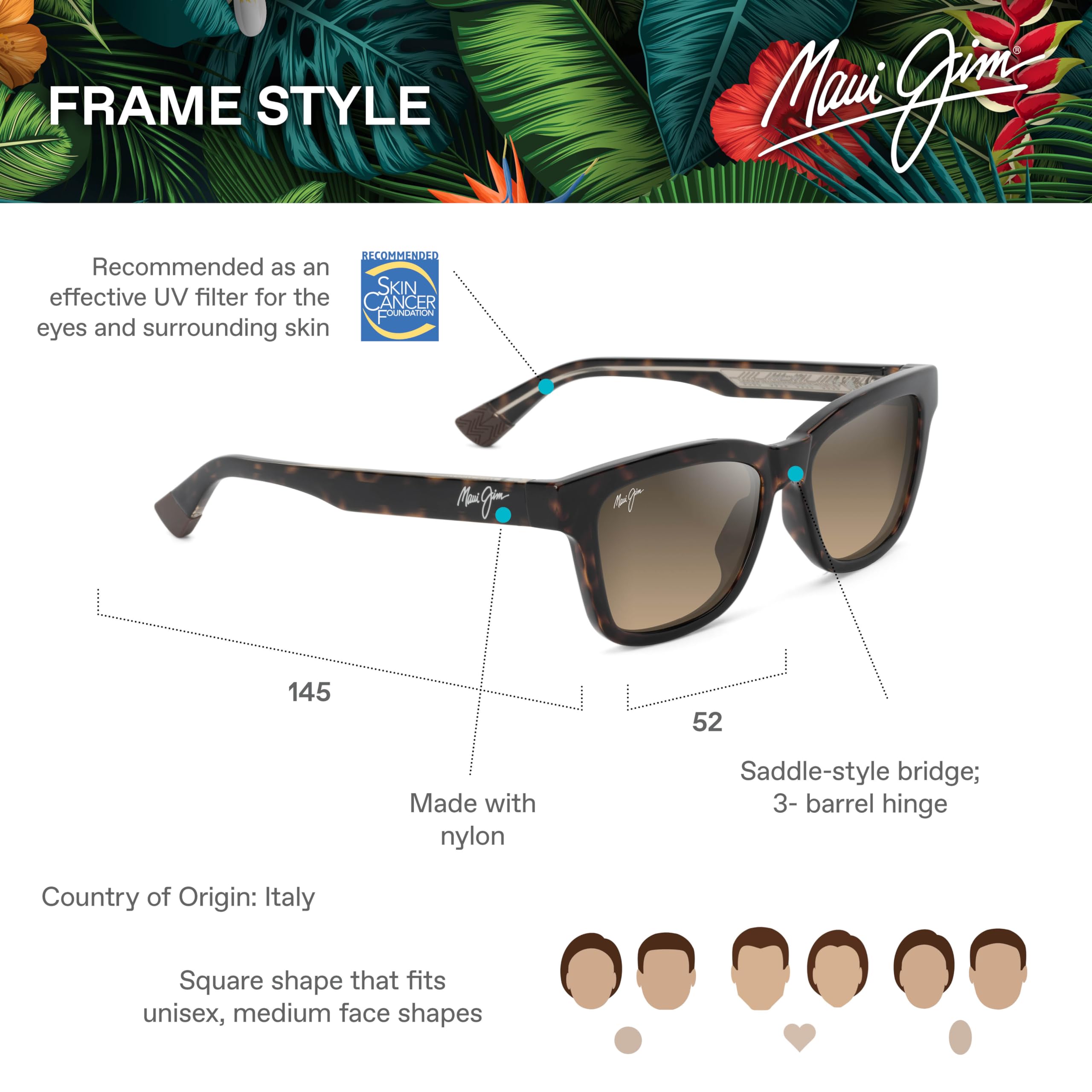 Maui Jim Hanohano Cat Eye Sunglasses for Women - Polarized UV Protection - Stylish Retro Fashion Shades for Beach, Driving & Outdoor Activities