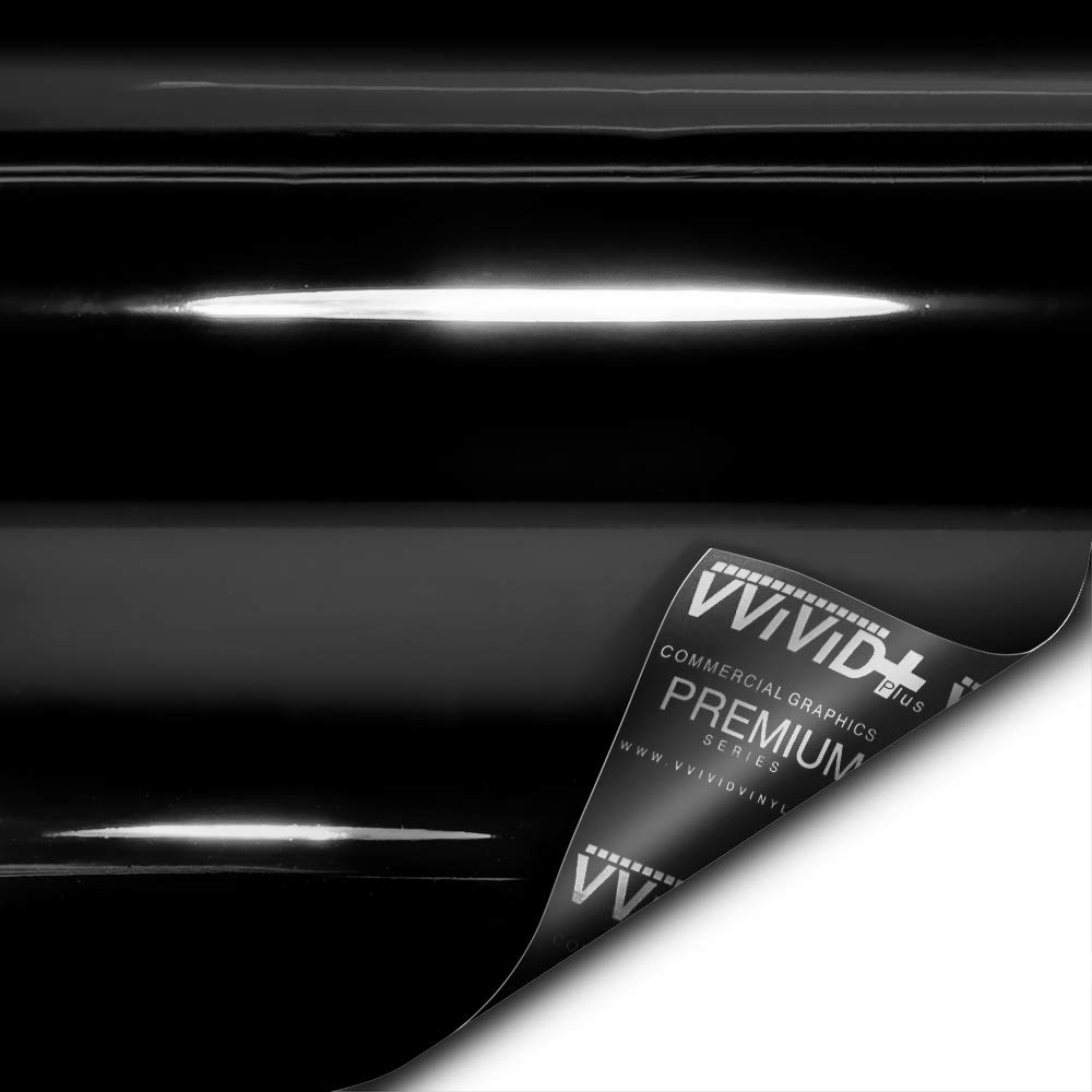 VViViD+ Ultra Gloss Premium Vinyl Car Wrap Film - 25ft x 5ft Gloss Piano Black - High-Quality DIY Vehicle Wrap for Cars, Trucks & Motorcycles - Perfect for Custom Paint Replacement, Color Change & Protection