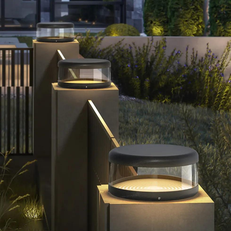 Clear Glass Semi-Cylindrical Outdoor Pillar Lights - Waterproof Garden Pathway Lighting for Patio, Walkway, and Landscape Decoration