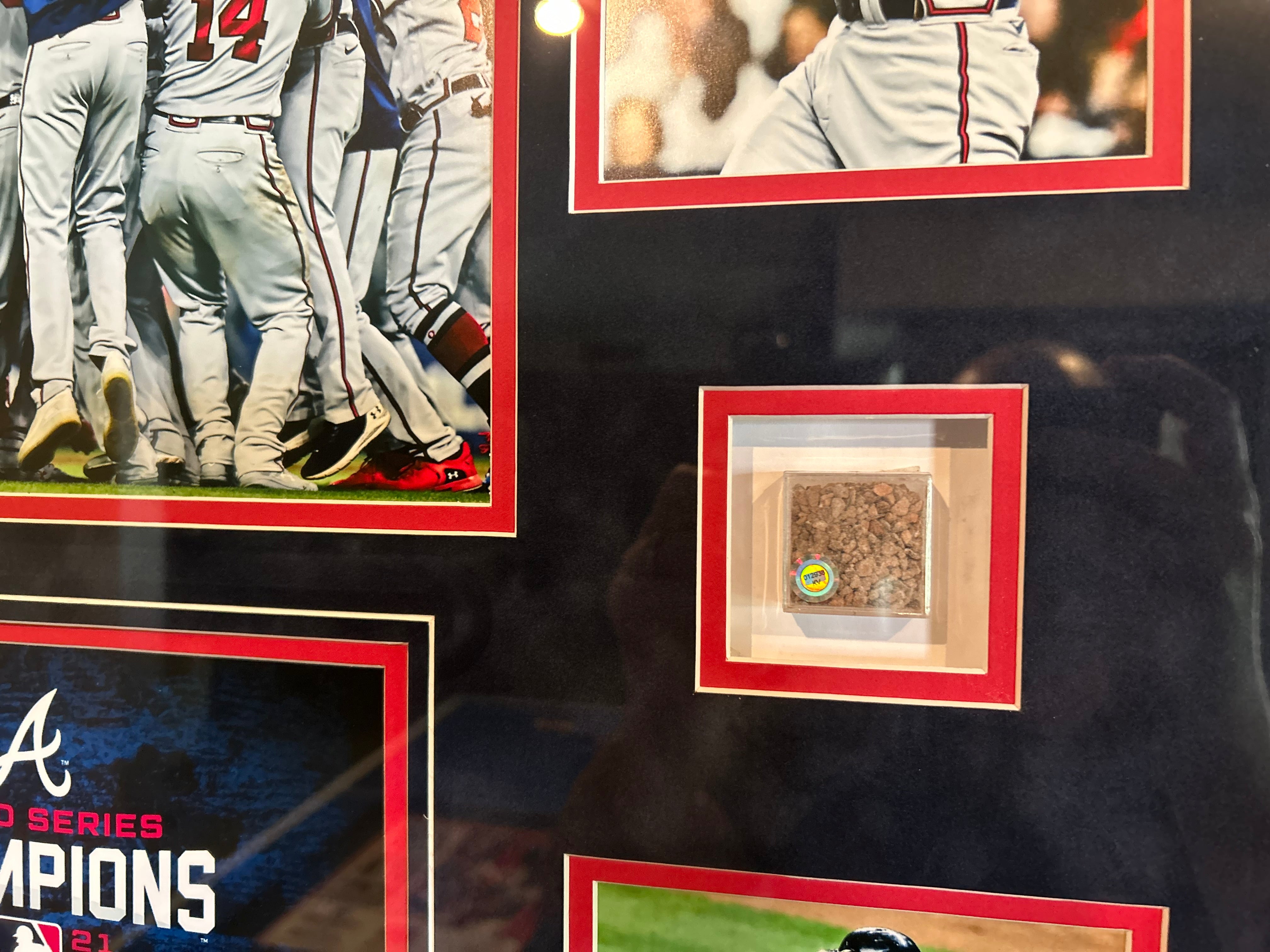 Atlanta Braves Fanatics Authentic 2021 MLB World Series Champions 5-Photo Collage with Game-Used Dirt Capsule - Limited Edition of 500 - Perfect for Baseball Memorabilia Collectors & Braves Fans Display