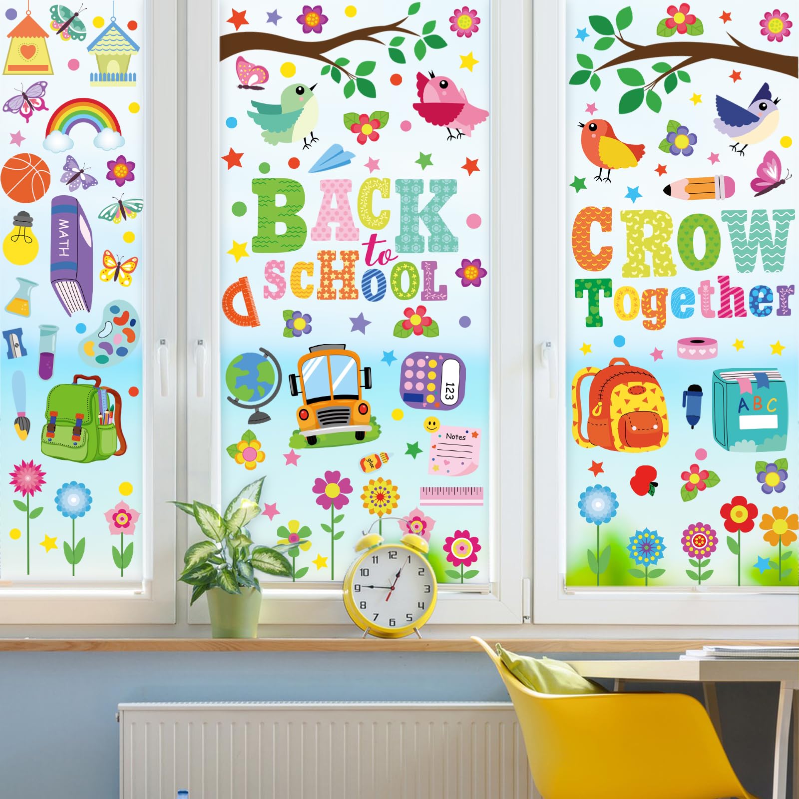Back to School Window Clings - 139 Pcs Classroom Decoration Stickers for Glass Windows | Welcome Back Party Supplies | Ideal for School Decor, Teacher Gifts & First Day Celebrations