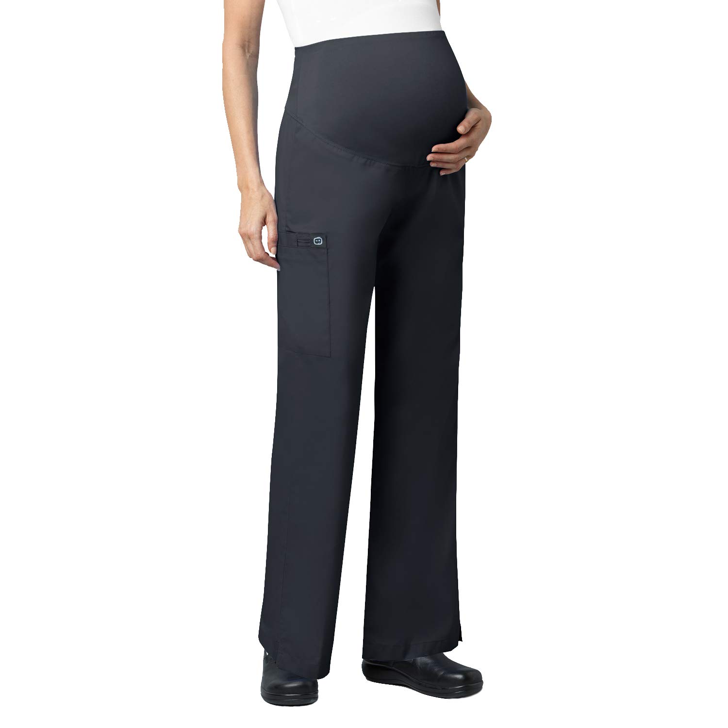 WonderWork Women's Maternity Mock Wrap Scrub Top & Cargo Pant Set with Badge Reel - Comfortable Nursing Uniform for Doctors, Nurses & Healthcare Professionals - Perfect for Hospital Shifts, Clinics & Medical Work