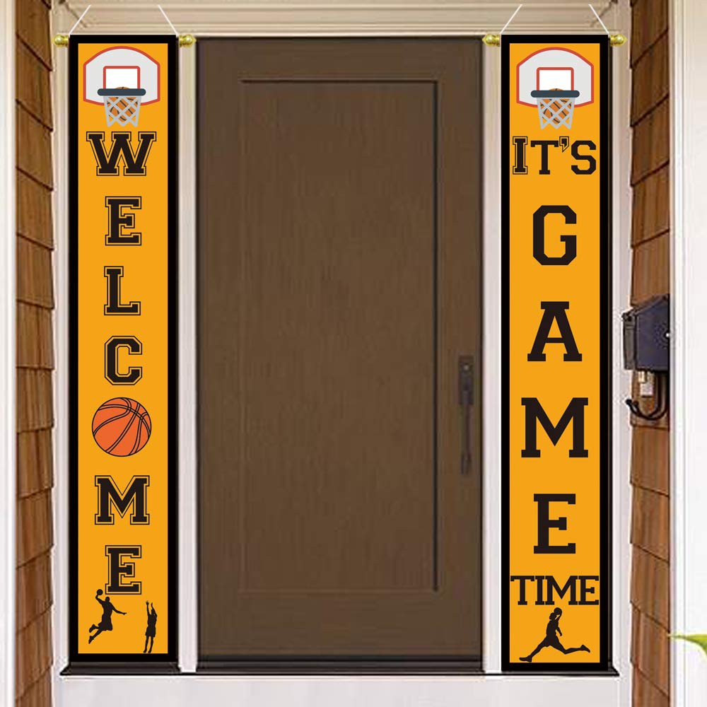 Basketball Party Decor - Hanging Porch Sign for Indoor & Outdoor Sports Birthday