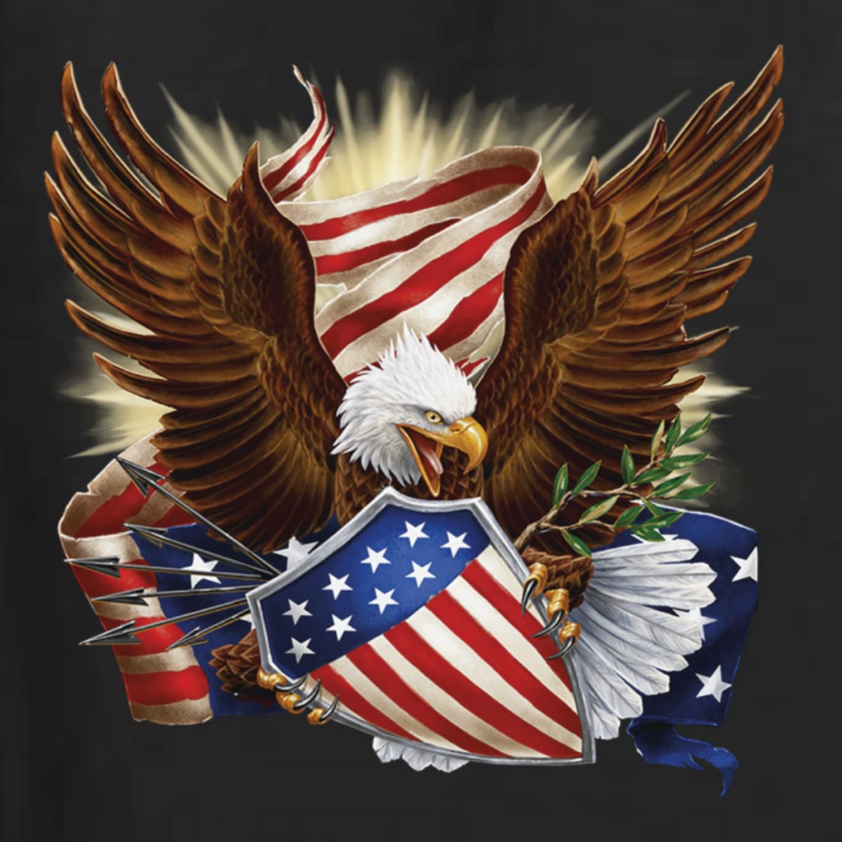 Wild Bobby Eagle American Flag Graphic Sweatshirt - USA Patriotic Unisex Crewneck Pullover | Perfect for 4th of July, Veterans Day & Patriotic Events