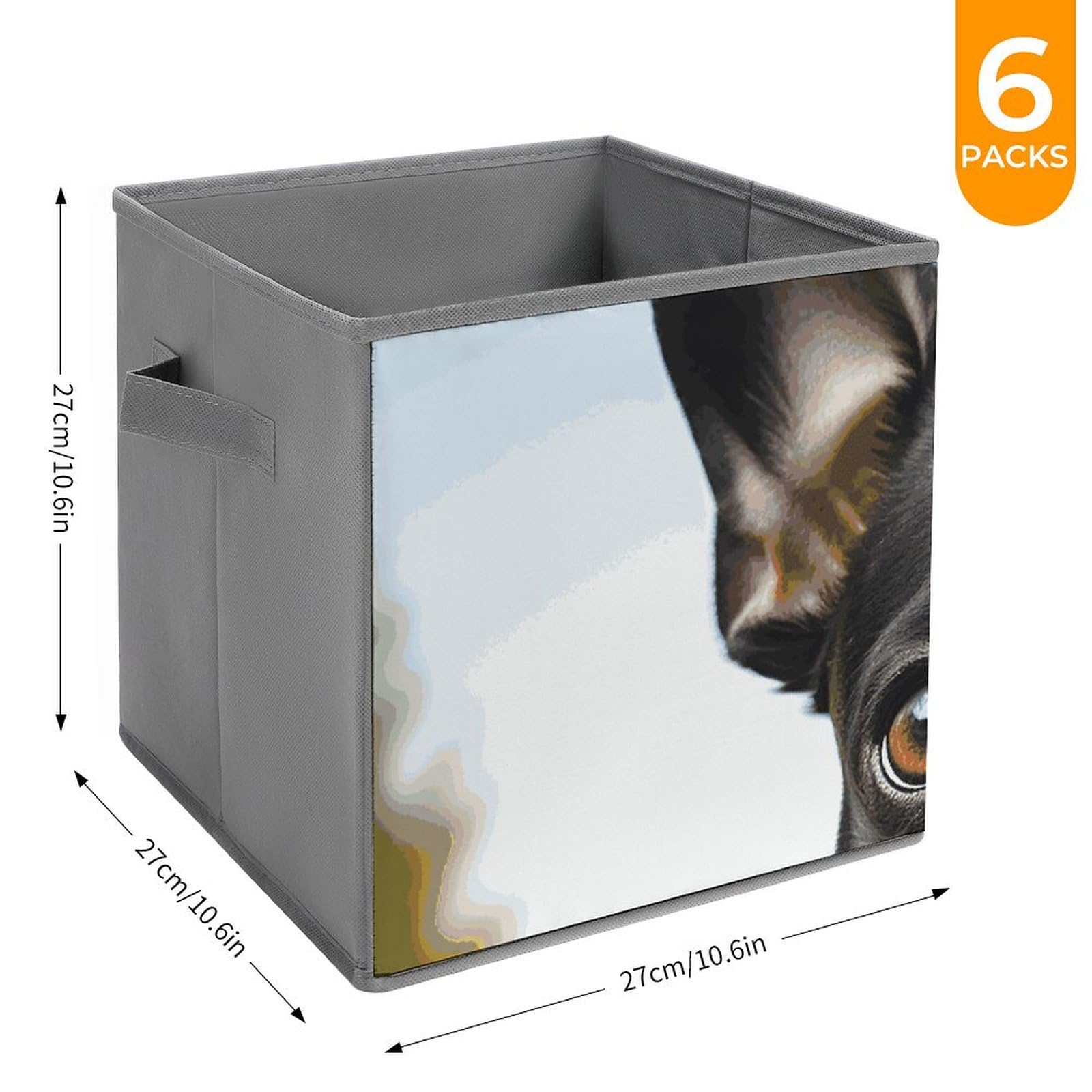 6-Pack 11 Inch Foldable Fabric Storage Baskets with Handles - Boston Terrier Printed Cube Organizer for Home, Wardrobe, Toys & Pet Supplies | Perfect for Kids' Rooms, Closet Organization & Dog Lovers' Decor