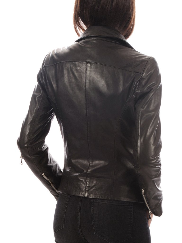 Women's Real Leather Motorcycle Jacket - Crispy Black Bomber Style for Riding & Fashion | Perfect for Bikers, Outdoor Adventures & Casual Wear