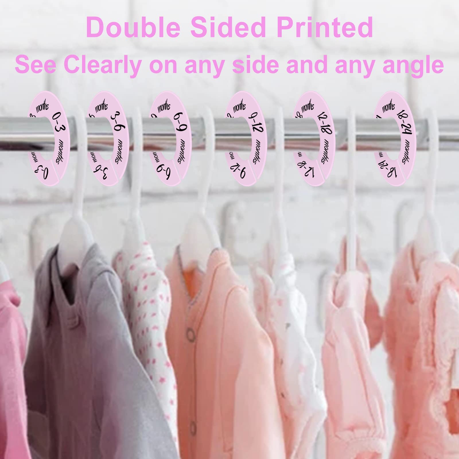 Pro Goleem Baby Closet Dividers - 6-Piece Pink Nursery Organizer for Baby Clothes (Fits 1.5