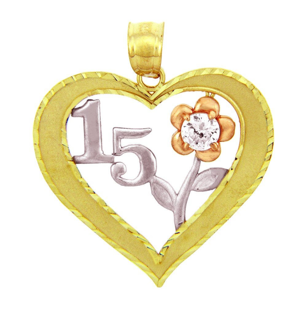 Elegant Gold Pendant for Sweet 15th Birthday - Quinceañera Jewelry with Cubic Zirconia | Perfect Gift for Quince Celebration & Special Occasions