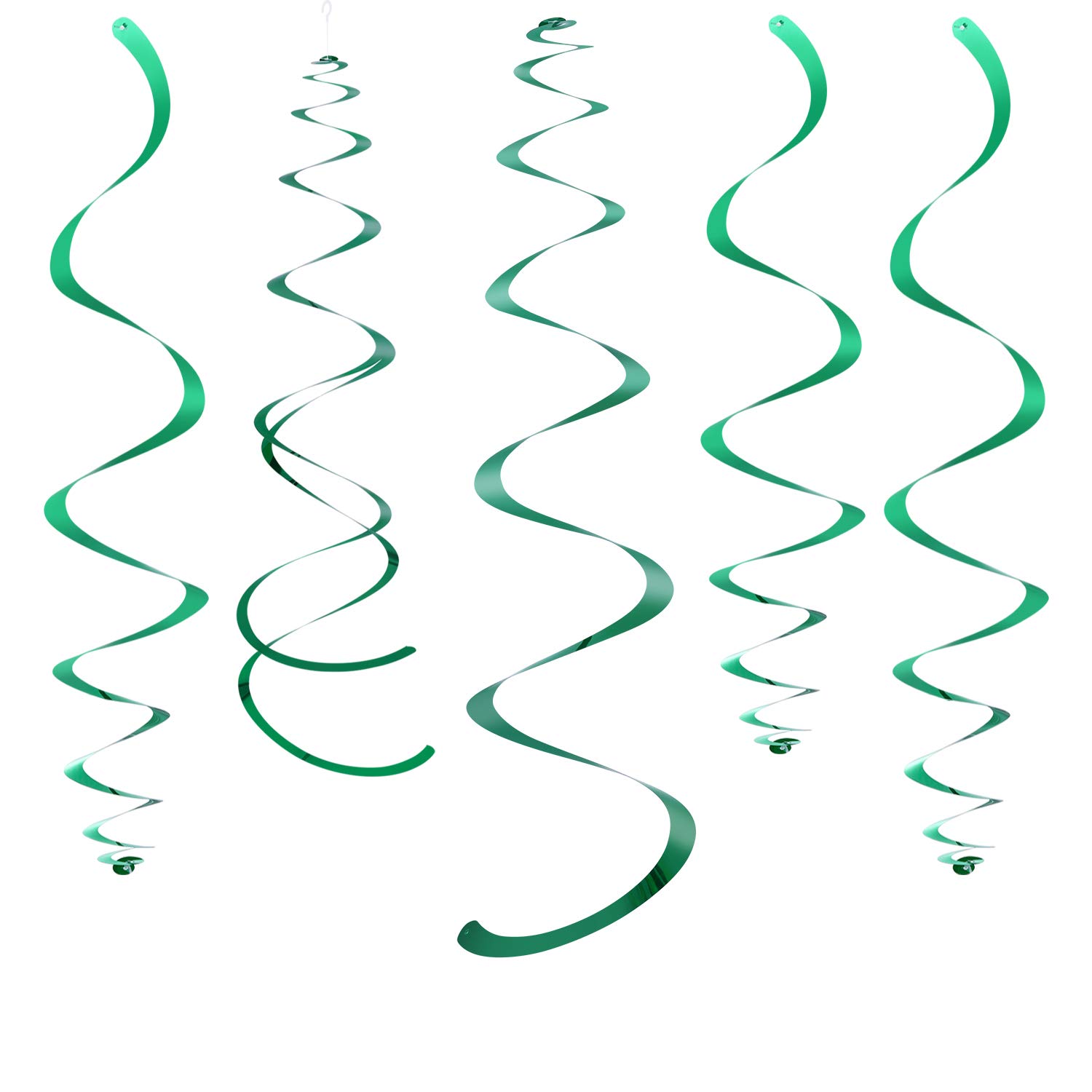 Green Party Hanging Swirl Decorations - 28 Pack Plastic Streamers for Ceiling - Perfect for Birthday, Baby Shower & Wedding Decorations