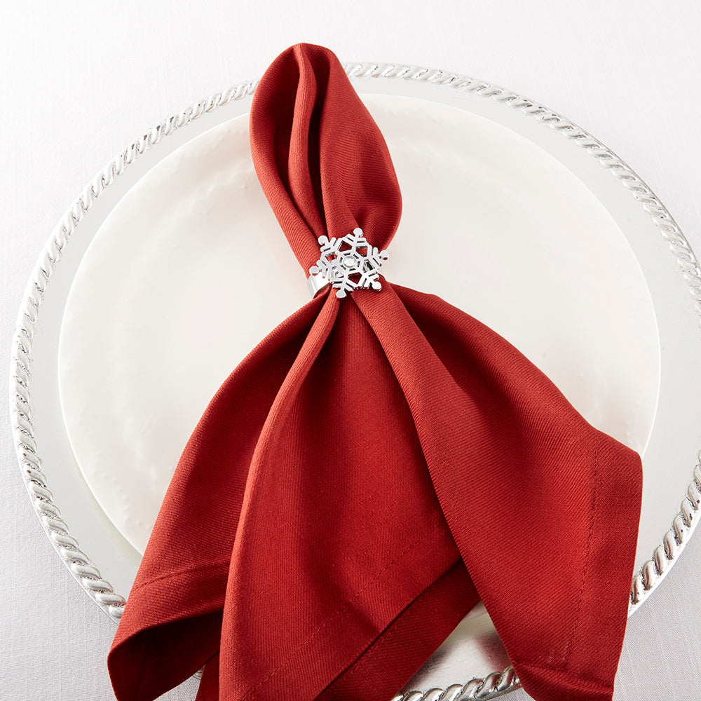 Sparkling Snowflake Napkin Rings Set of 4 - Elegant Christmas Table Decor for Holiday Dinner Parties & Winter Wedding Centerpieces
