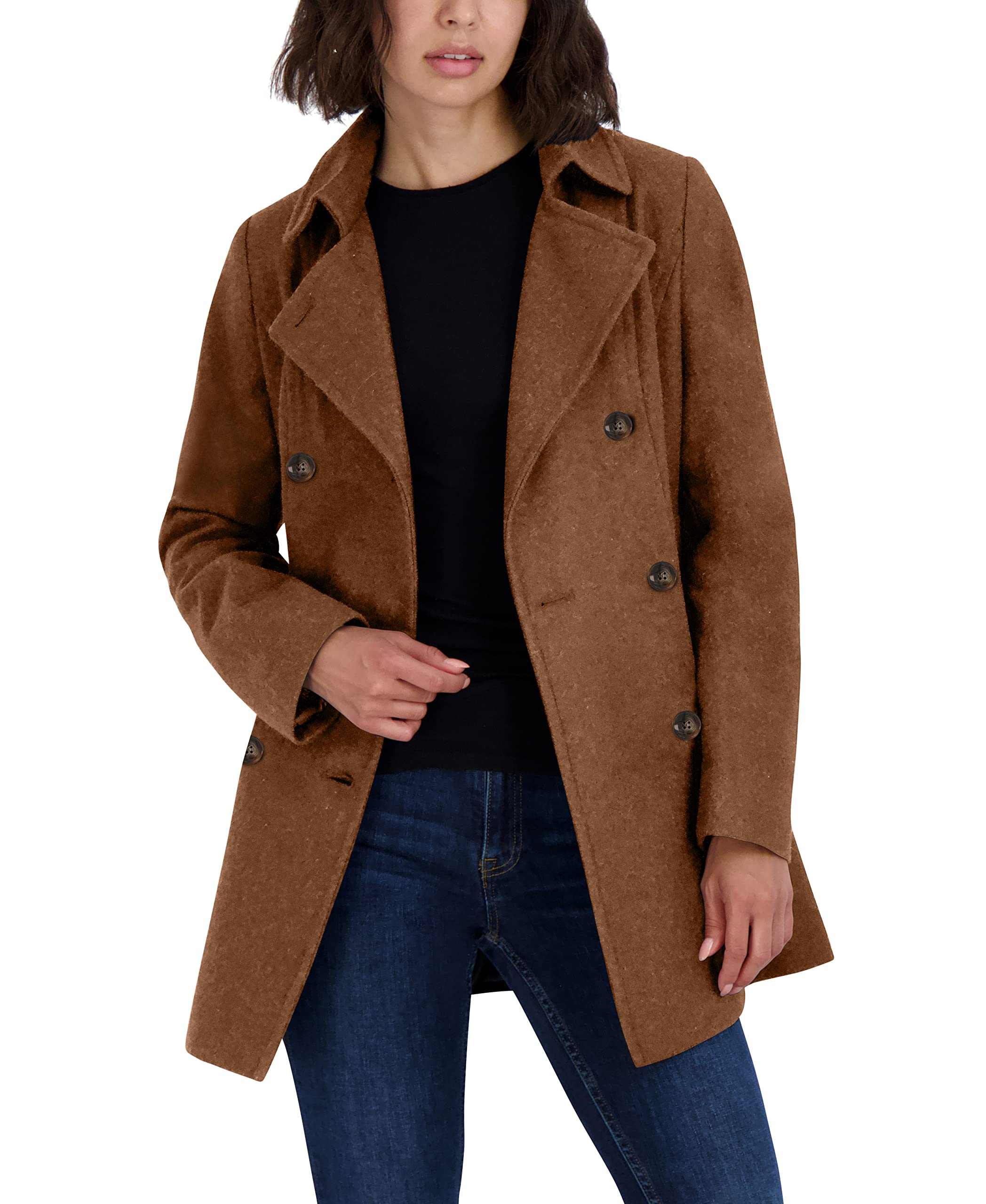 Nautica Women's Wool Blend Double Breasted Peacoat - Warm Winter Coat for Cold Weather | Stylish Outerwear for Work, Travel & Everyday Wear