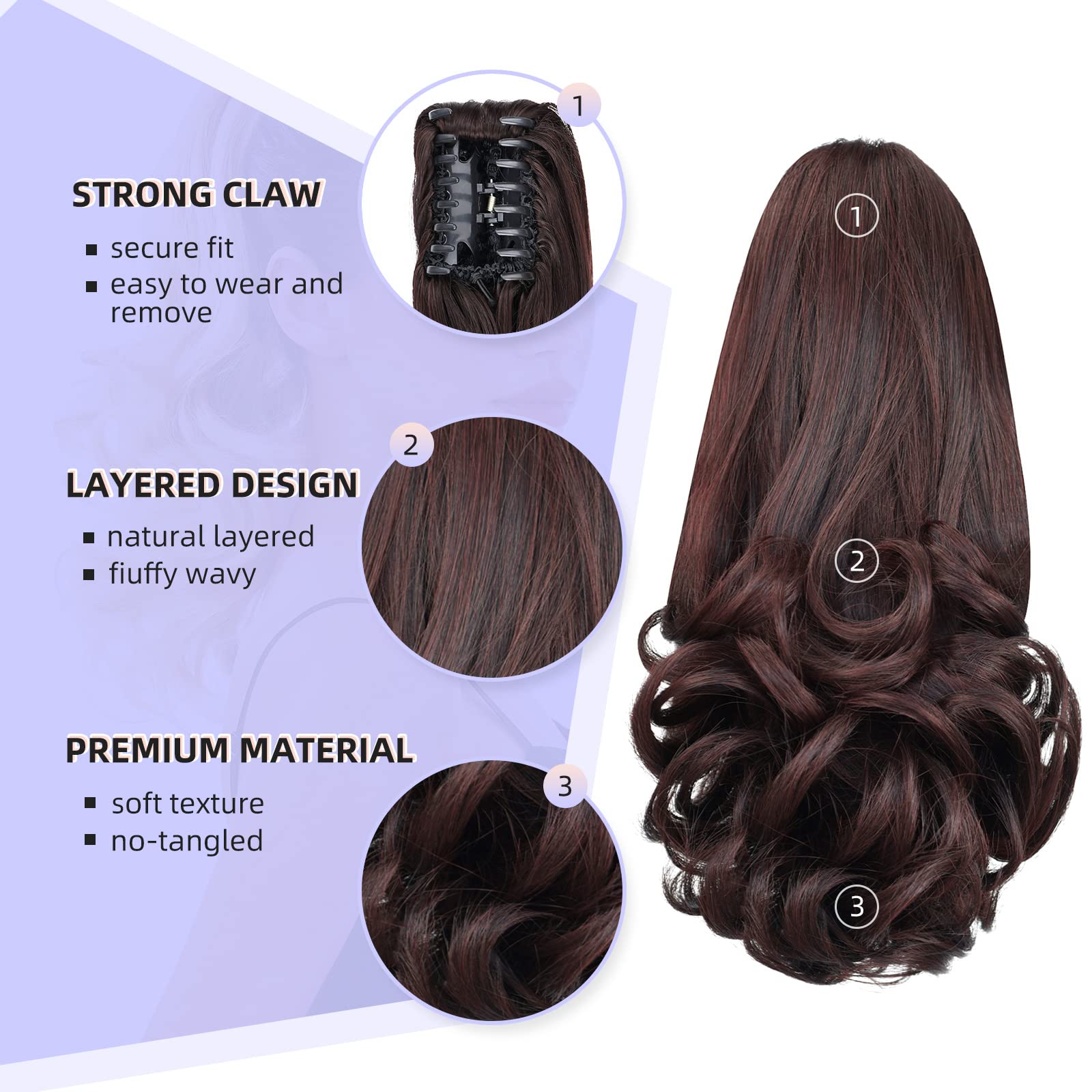 Natural Straight Ponytail Hair Extension with Claw Clip - Seamless Blonde Brown Black Hairpiece for Women - Perfect for Parties, Weddings & Everyday Styling