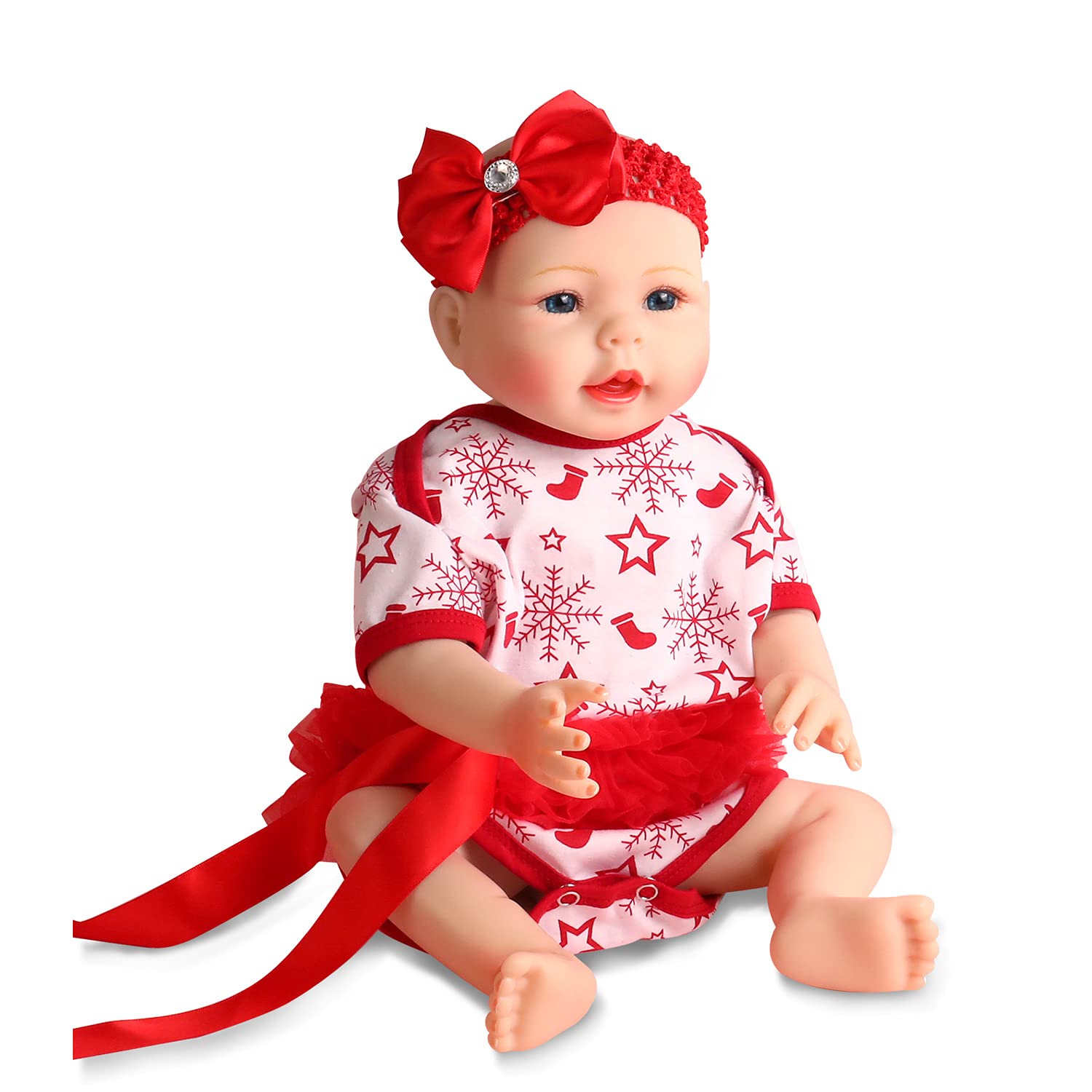 UCanaan 18 Inch Realistic Silicone Reborn Baby Doll - Full Body Lifelike Soft Vinyl Girl Doll with Kitten Cat Toy | Perfect Birthday Gift for Girls Age 3+ | Great for Pretend Play, Nursery Decor & Emotional Development