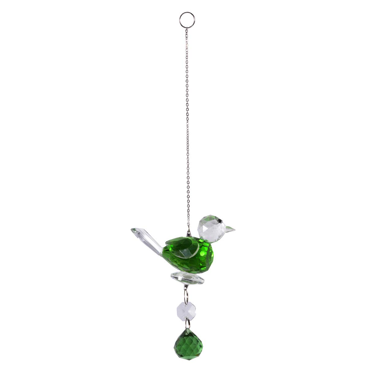 Green Crystal Suncatcher Wind Chime - Rainbow Maker Fantasy Glass Bird Hanging Window Pendant Ornament for Wedding, Party & Christmas Decor - Includes Gift Box - Perfect for Home, Garden, and Outdoor Decorations