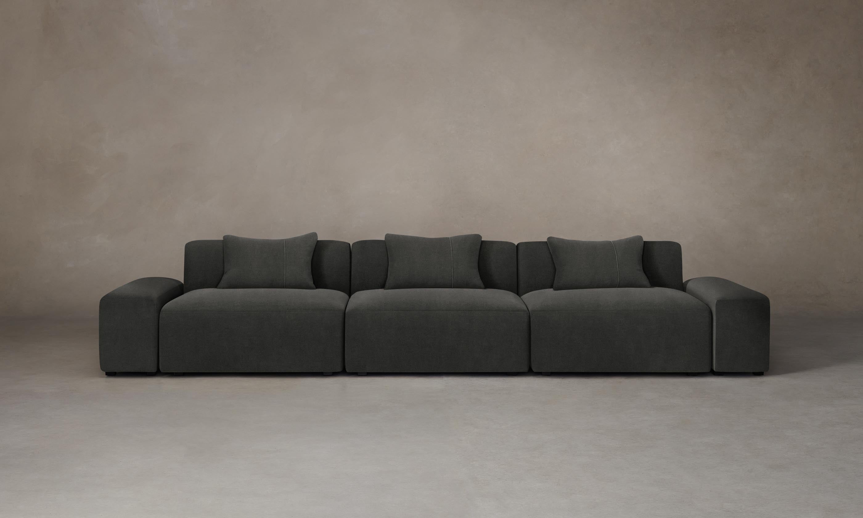 The Breuer Modular Sectional Sofa - Premium Performance Velvet in Slate Gray | Modern Living Room Furniture for Small Spaces & Apartments