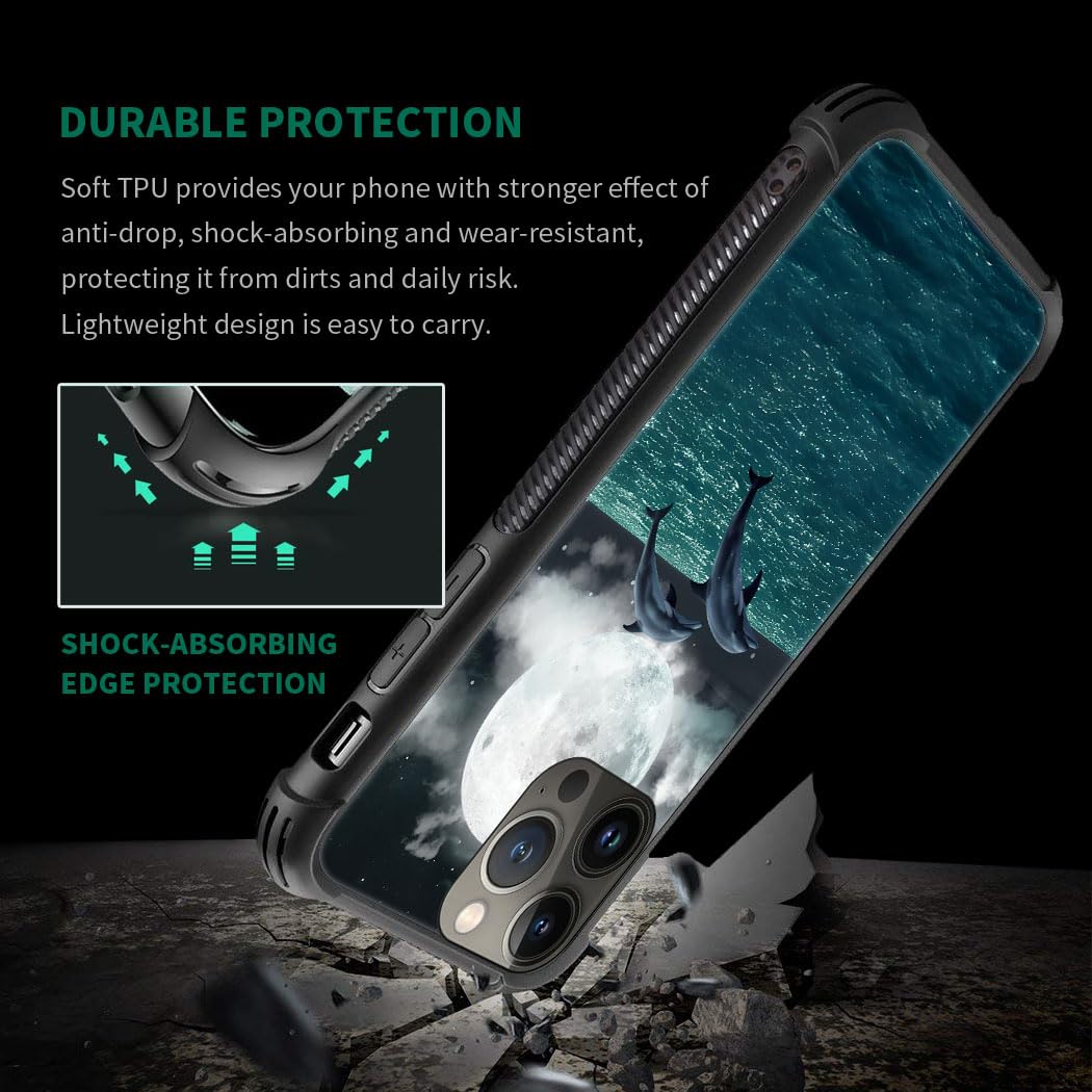 Shockproof iPhone 13 Pro Case with Two Dolphins Design - Anti-Scratch Hard PC Back Cover for iPhone 13 Pro - Perfect for Outdoor Activities, Travel & Daily Protection