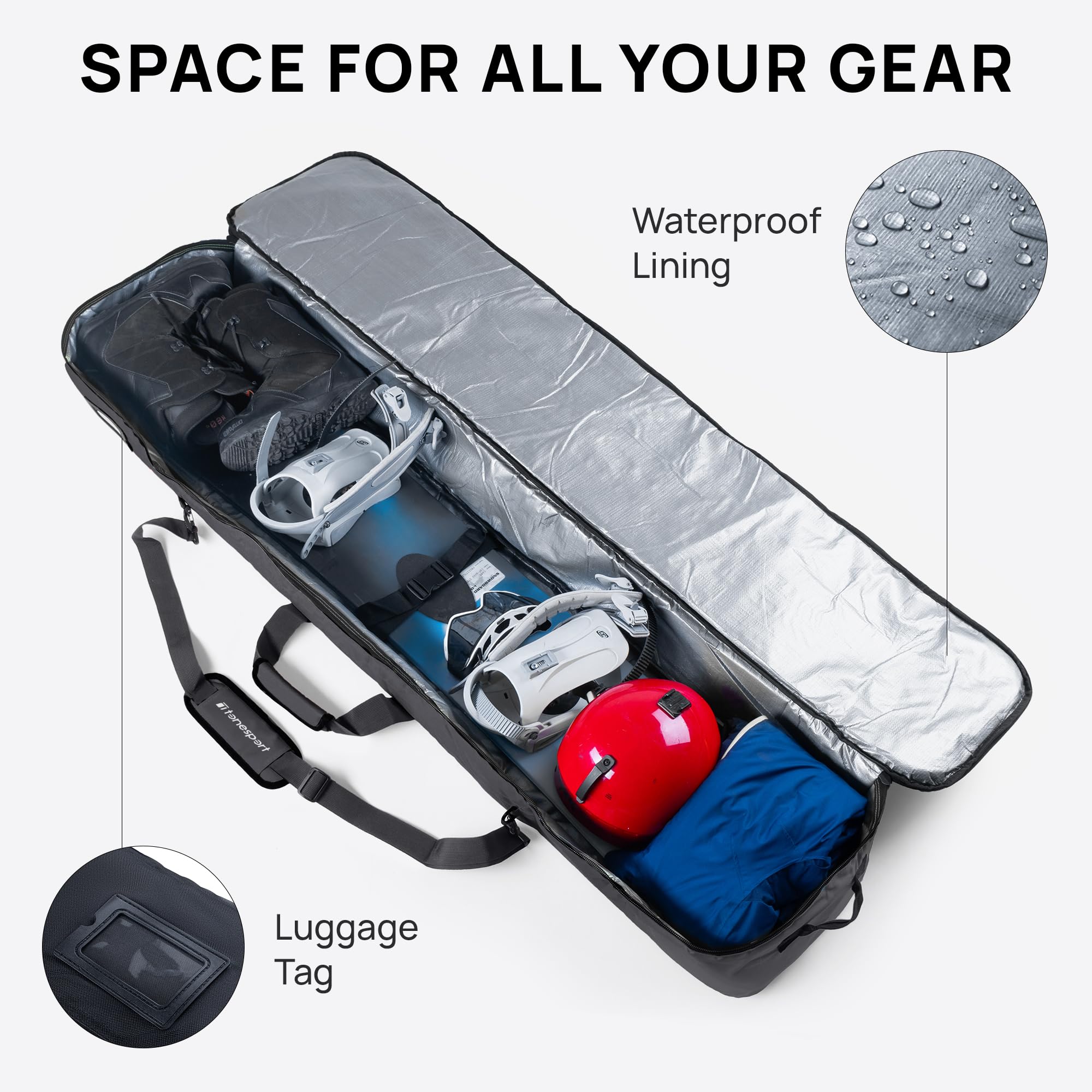 Best Padded & Waterproof Snowboard Travel Bag for Airplanes - Fits Up to 165cm Snowboards - Durable Protection for Ski Trips & Winter Vacations