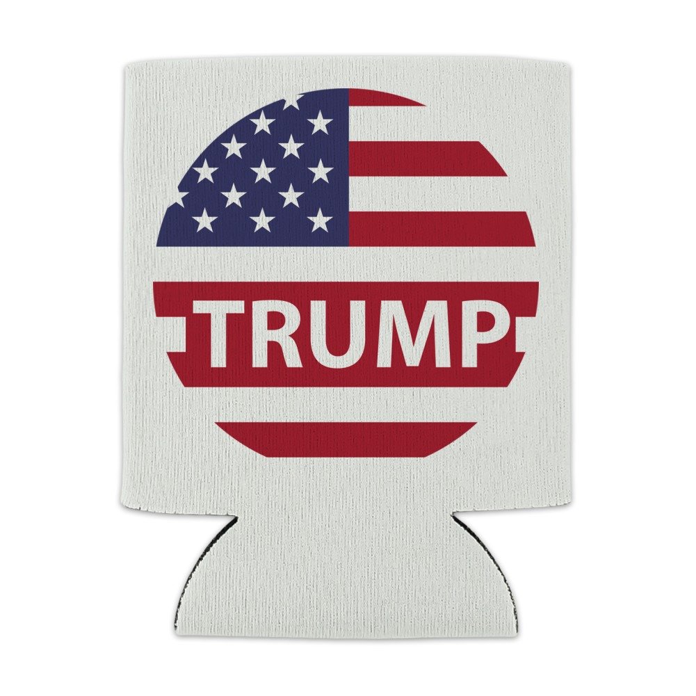 Trump American Flag Can Cooler - Insulated Collapsible Beer Sleeve for Cans & Bottles | Patriotic Drink Holder for BBQs, Tailgating & Outdoor Parties