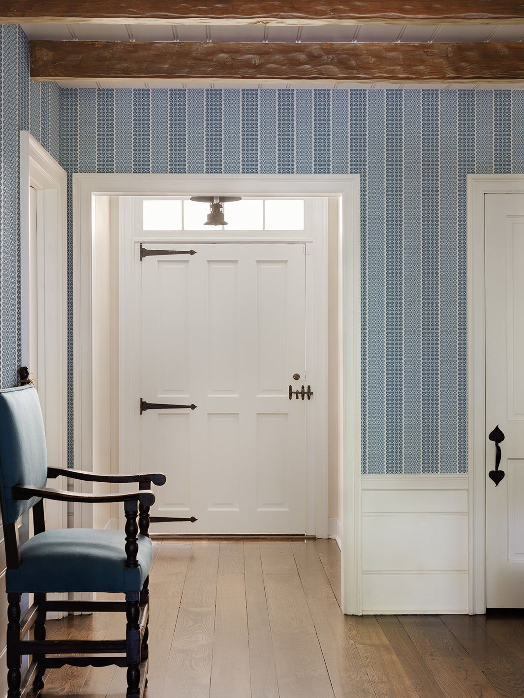 Nathan Turner 'Medallion Stripe' Blue Wallpaper - Premium Peel & Stick Removable Wallpaper for Living Room, Bedroom, or Nursery Decor