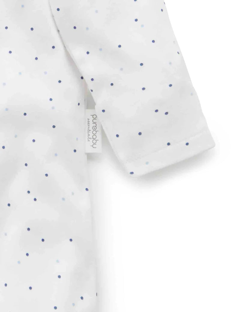 Purebaby Organic Zip Growsuit 2 Pack - Pale Blue & Spots | Soft Baby Sleepwear for Boys & Girls | Perfect for Nursery, Daycare & Playtime
