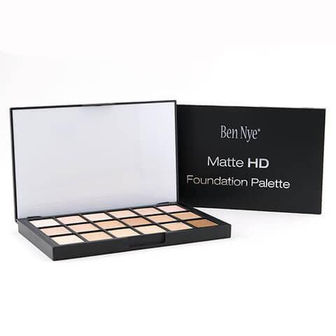 Ben Nye Matte HD Foundation Palette - 18 Colors Professional Makeup Kit for Flawless Coverage | Perfect for Photoshoots, Theater & Special Effects Makeup