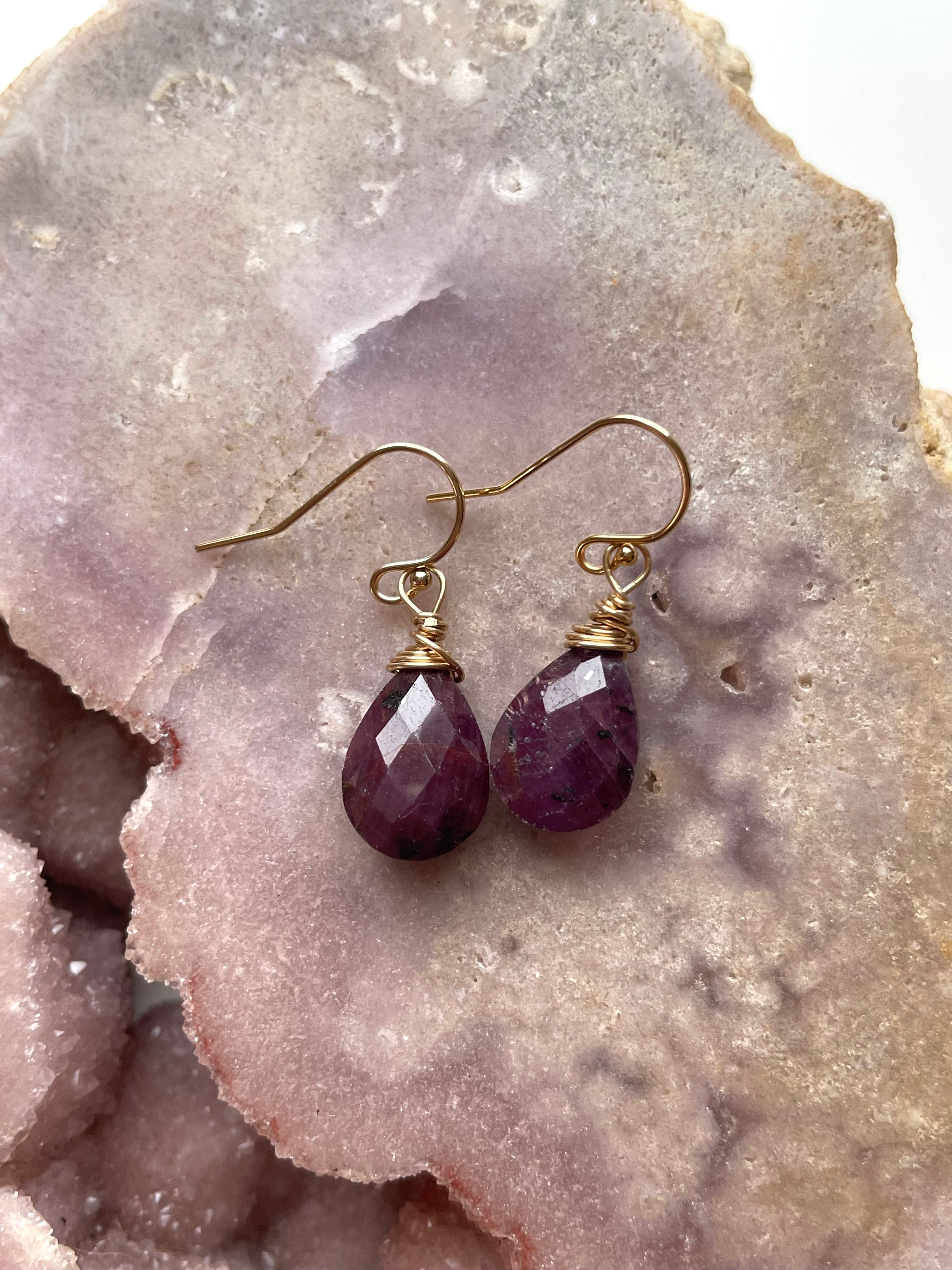 Exquisite Ruby Teardrop Earrings for Women - 14K Gold Plated Dangle Earrings | Perfect for Weddings, Parties & Special Occasions