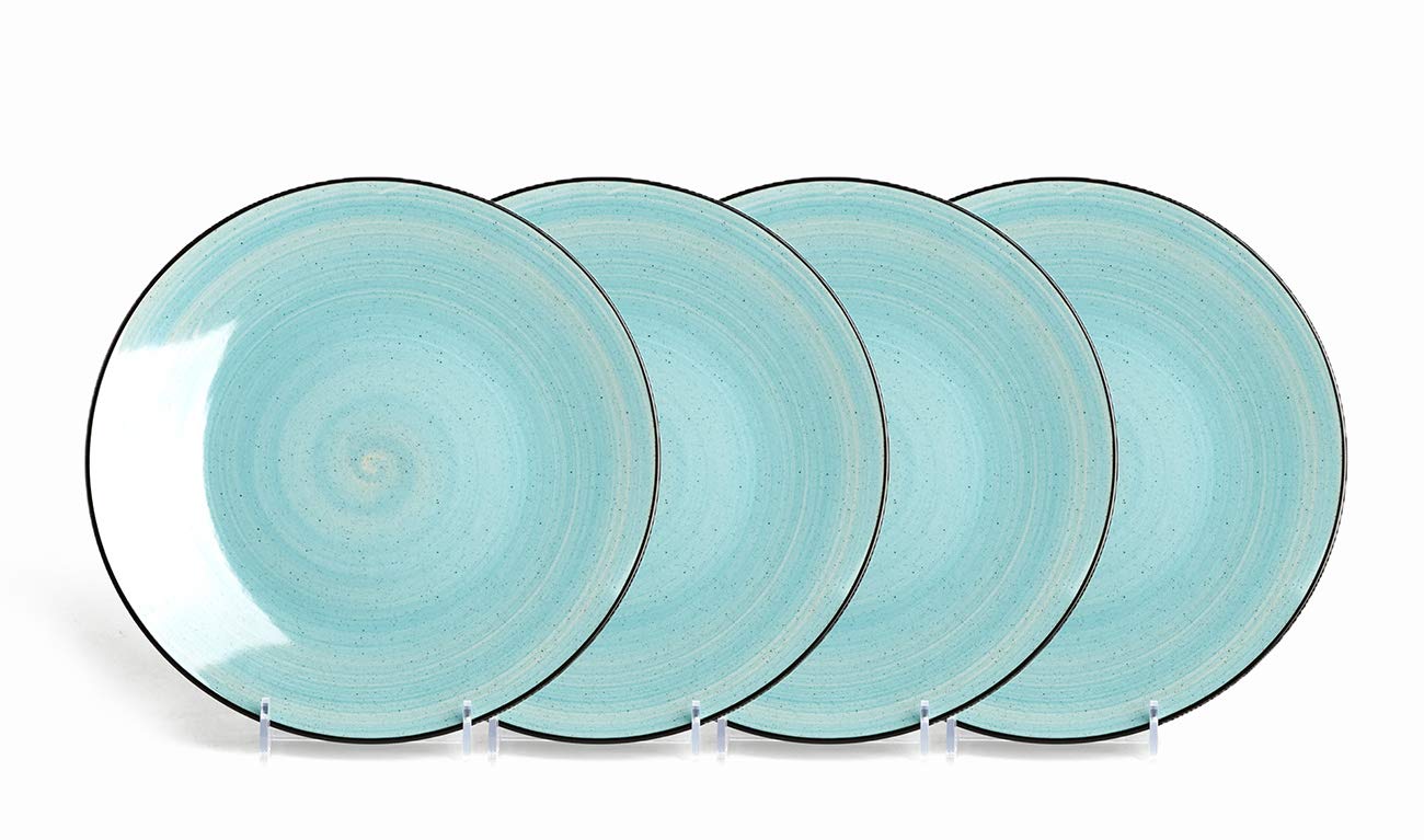 Stoneware Sonoma Dinnerware Set - Black & Speckled Spin Wash Turquoise Plates, Bowls & Mugs | Elegant Dinnerware for Restaurants, Weddings & Everyday Dining