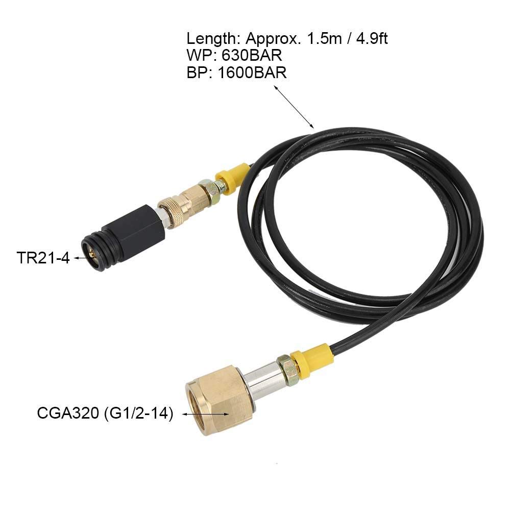 1.5M W21.8-14 DIN477 CO2 Tank Adapter Soda High Pressure Hose Kit for SodaStream - Home & Office Carbonation Accessories - Perfect for DIY Sparkling Water & Soda Making