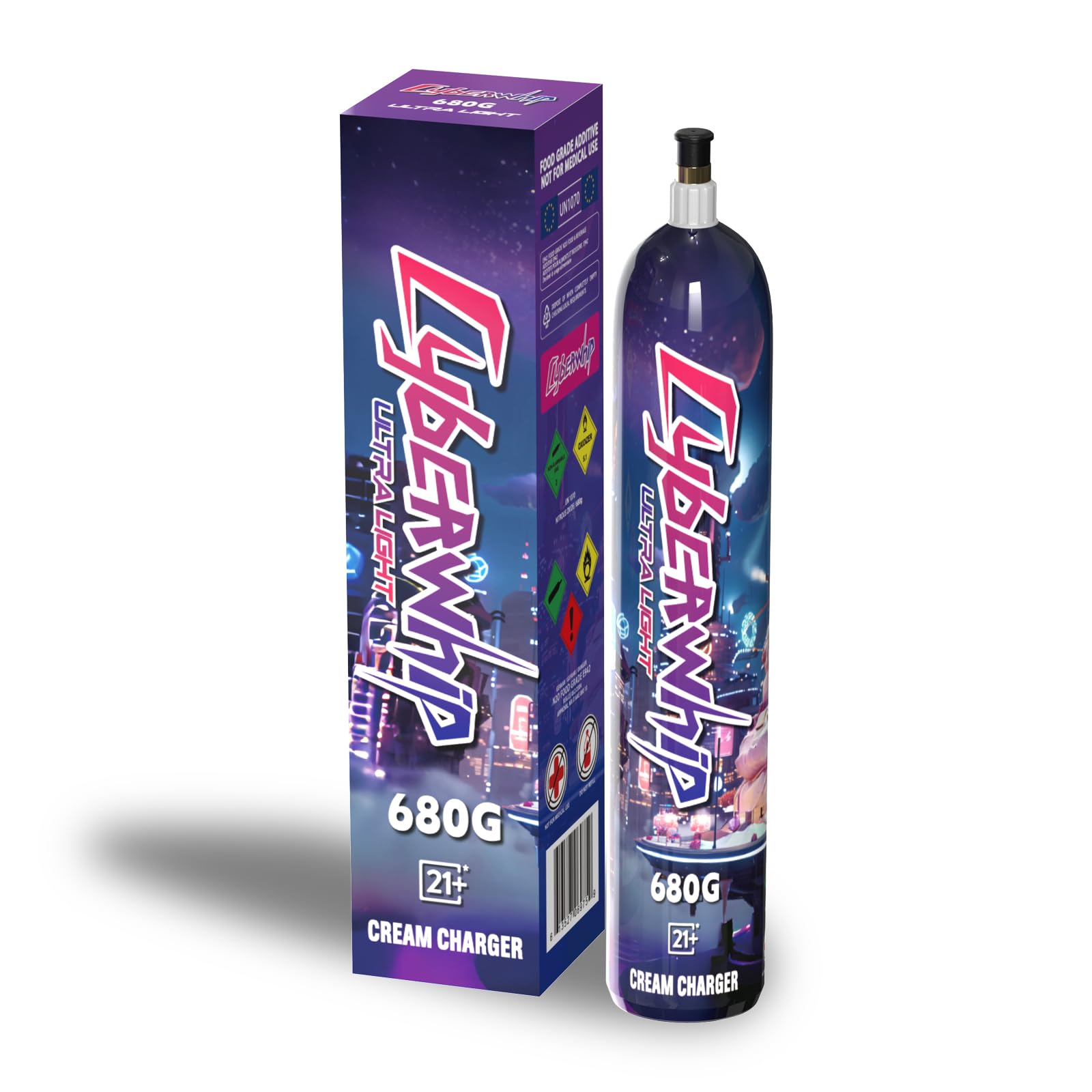 Premium 1.1L Nitrous Oxide (N2O) Whipped Cream Charger - 680g Food Grade Canister for Professional Desserts, Coffee Toppings & Cocktail Garnishes (Pack of 1)