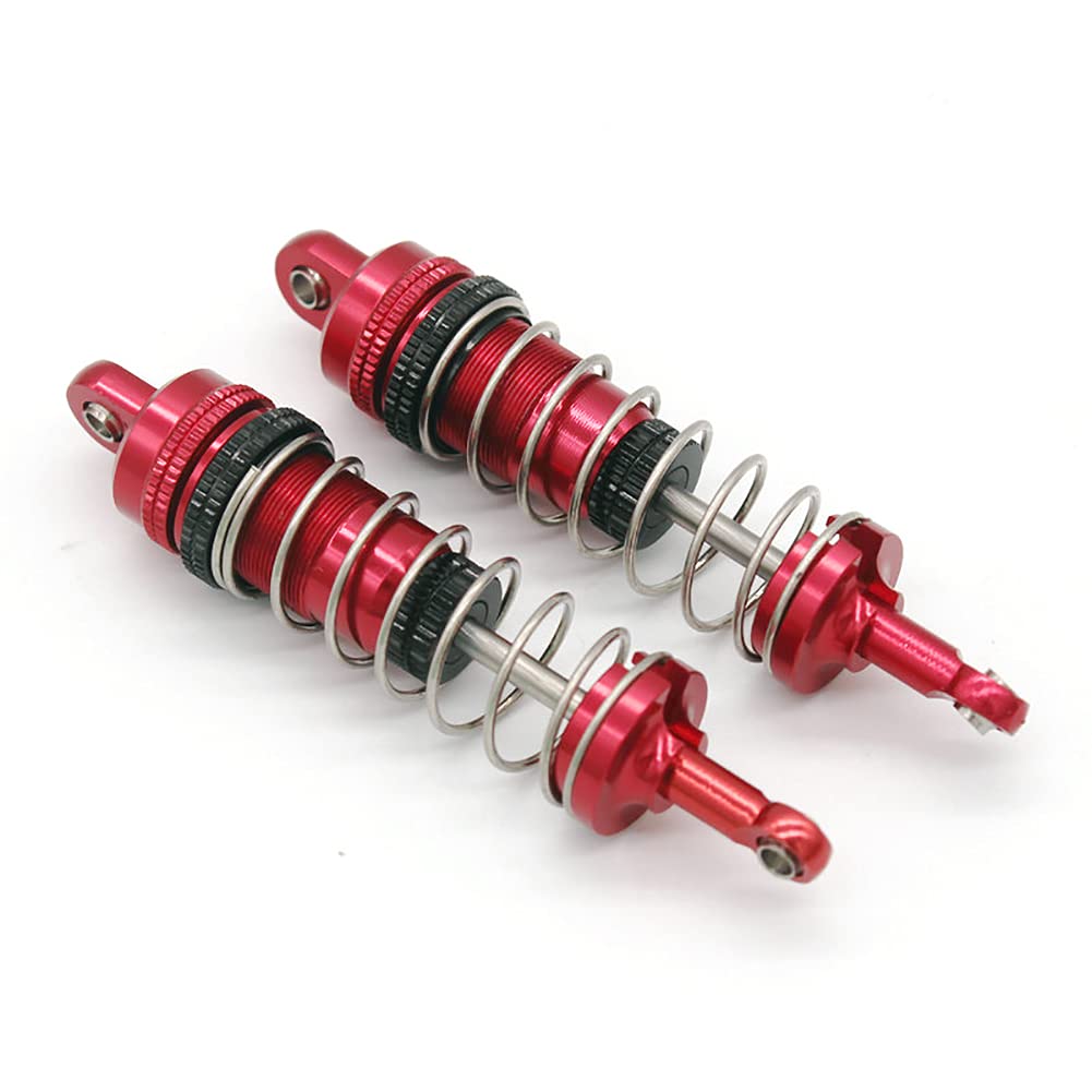 YZtree 2PCS RC Metal Shock Absorber Set - Replacement for WLToys 1:14 Scale Remote Control Cars 144001 & 124019 - Red | Durable Off-Road Bashing & Crawling Performance Upgrade