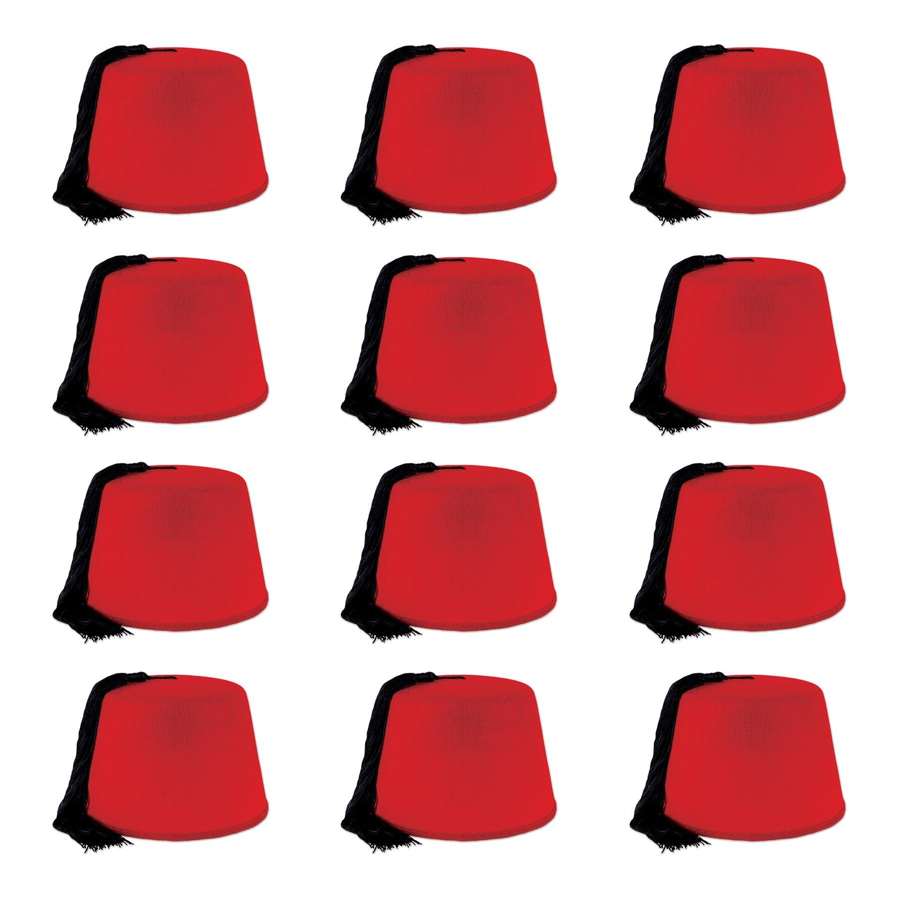 12 Pack Beistle Felt Fez Hats - Colorful Costume Hats for Halloween, Themed Parties, and Dress-Up Fun