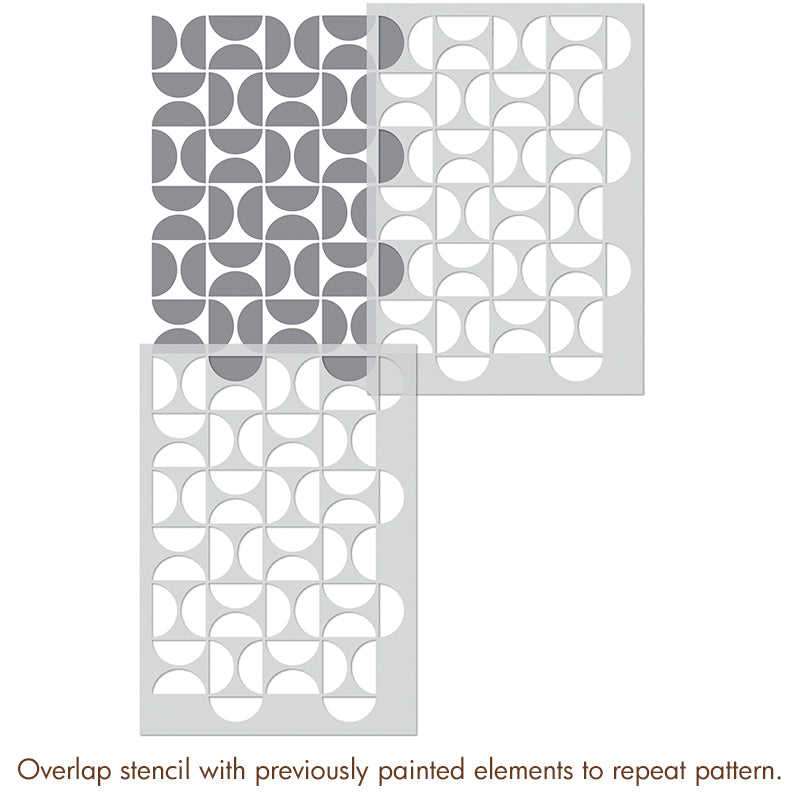 Half Moon Modern Stencil Set - Reusable DIY Painting Templates for Walls, Furniture & Crafts - Perfect for Home Decor, Scrapbooking & Art Projects