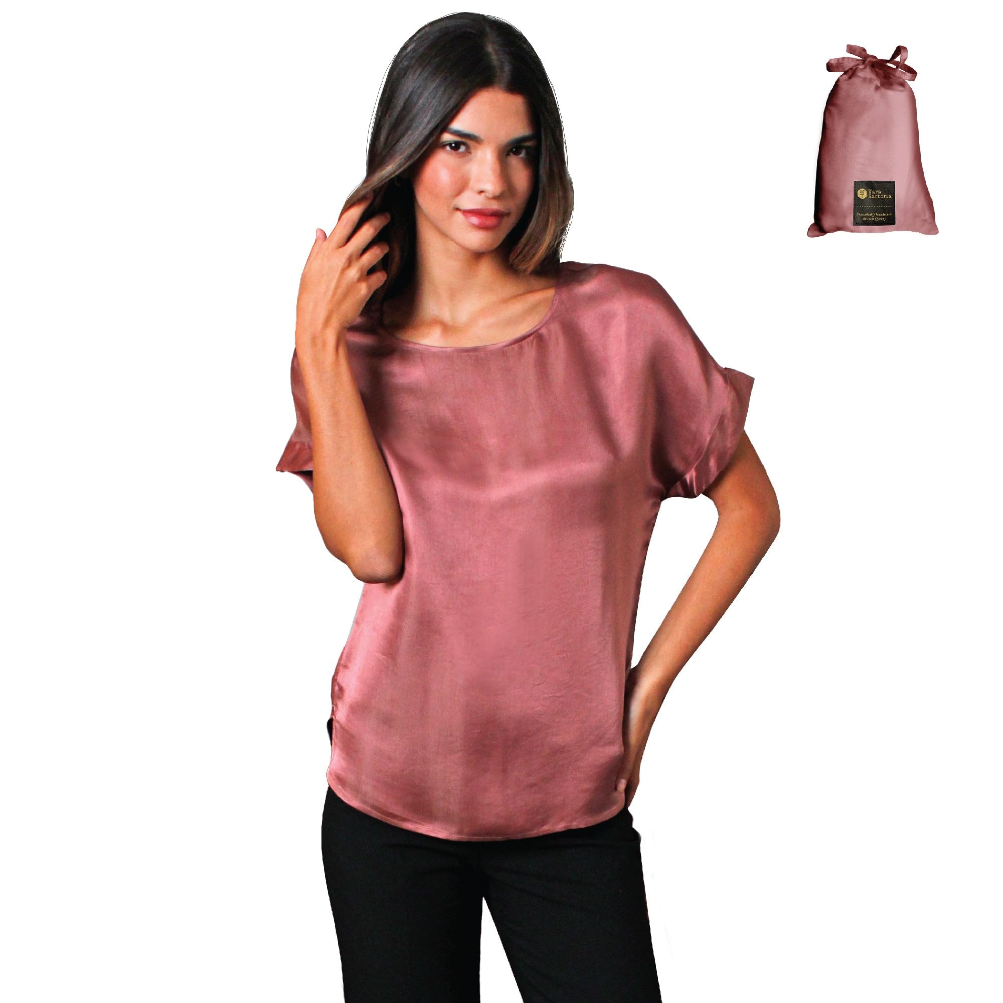Luxury Artisan Silk Blouse for Women - Pure Silk Cap Sleeve Shirt & Elegant Silk Top | Perfect for Office Wear, Evening Events & Special Occasions