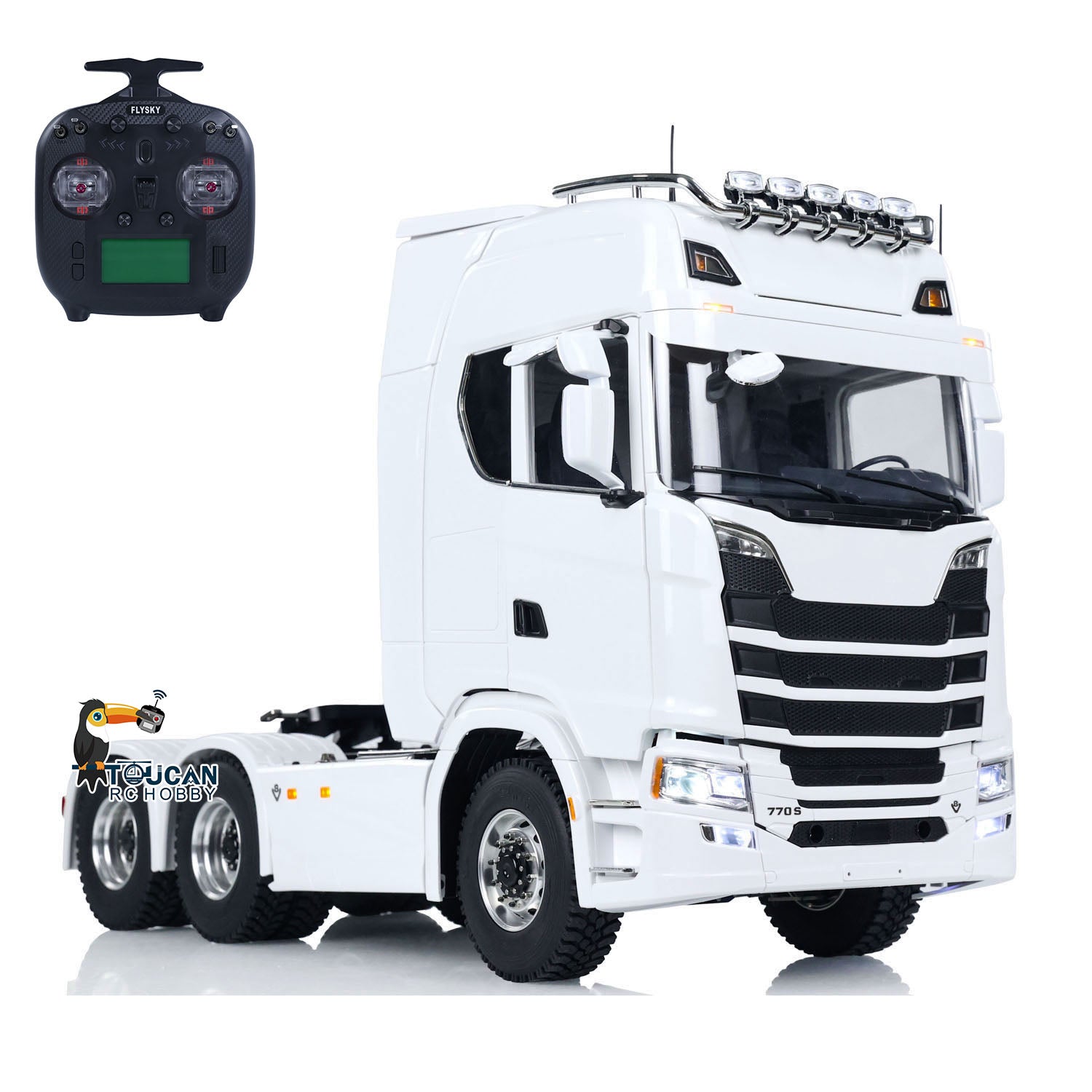 1/14 Scale RC Tractor Truck - 6x6 Remote Control Car with Metal Chassis & 2-Speed Transmission | Pre-Assembled & Painted | FlySky ST8 Radio System | Off-Road Adventure, Construction Site Play, Collector's Display