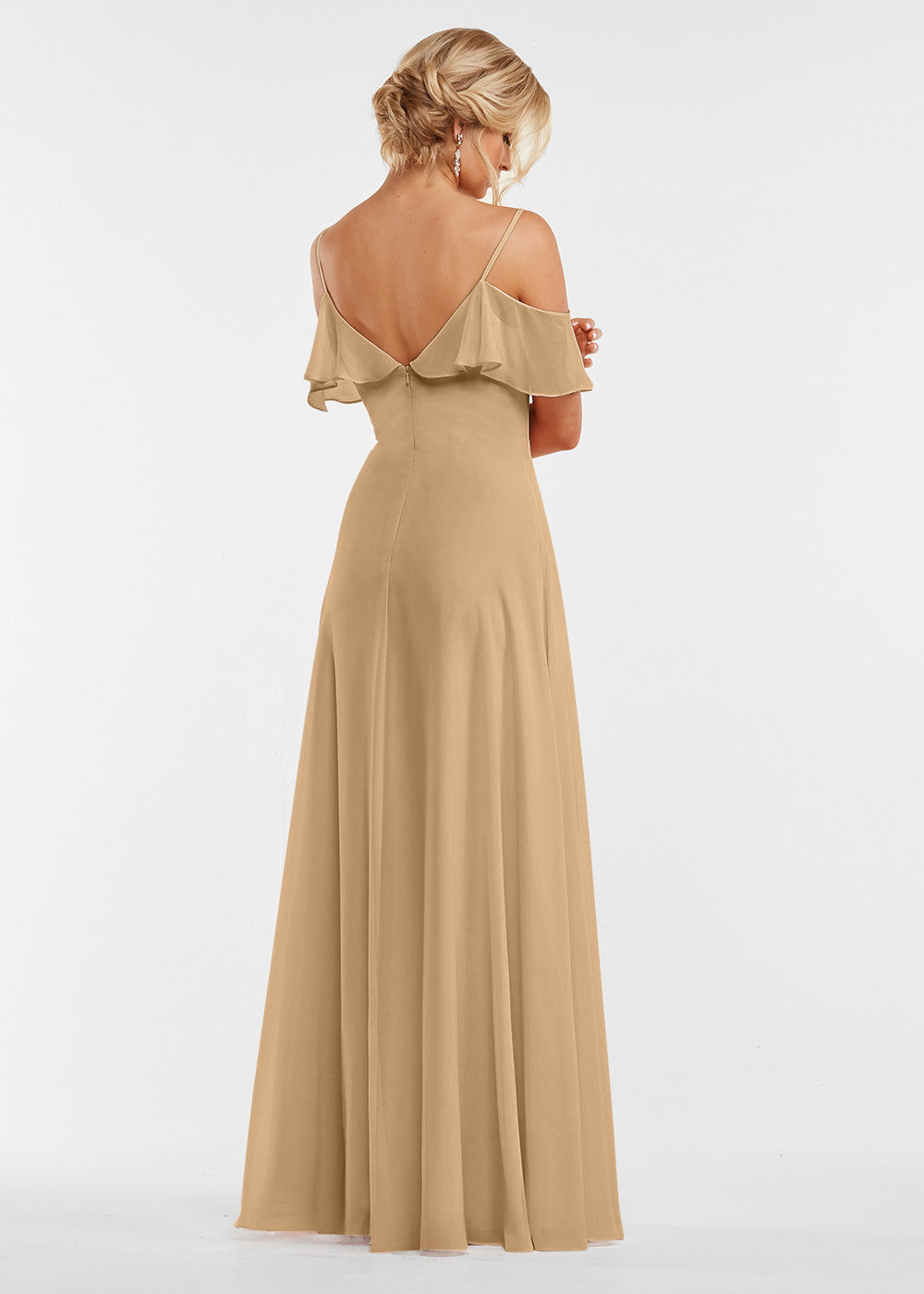 Elegant Off Shoulder Ruffled Chiffon Bridesmaid Dress - Perfect for Weddings, Prom, and Formal Events