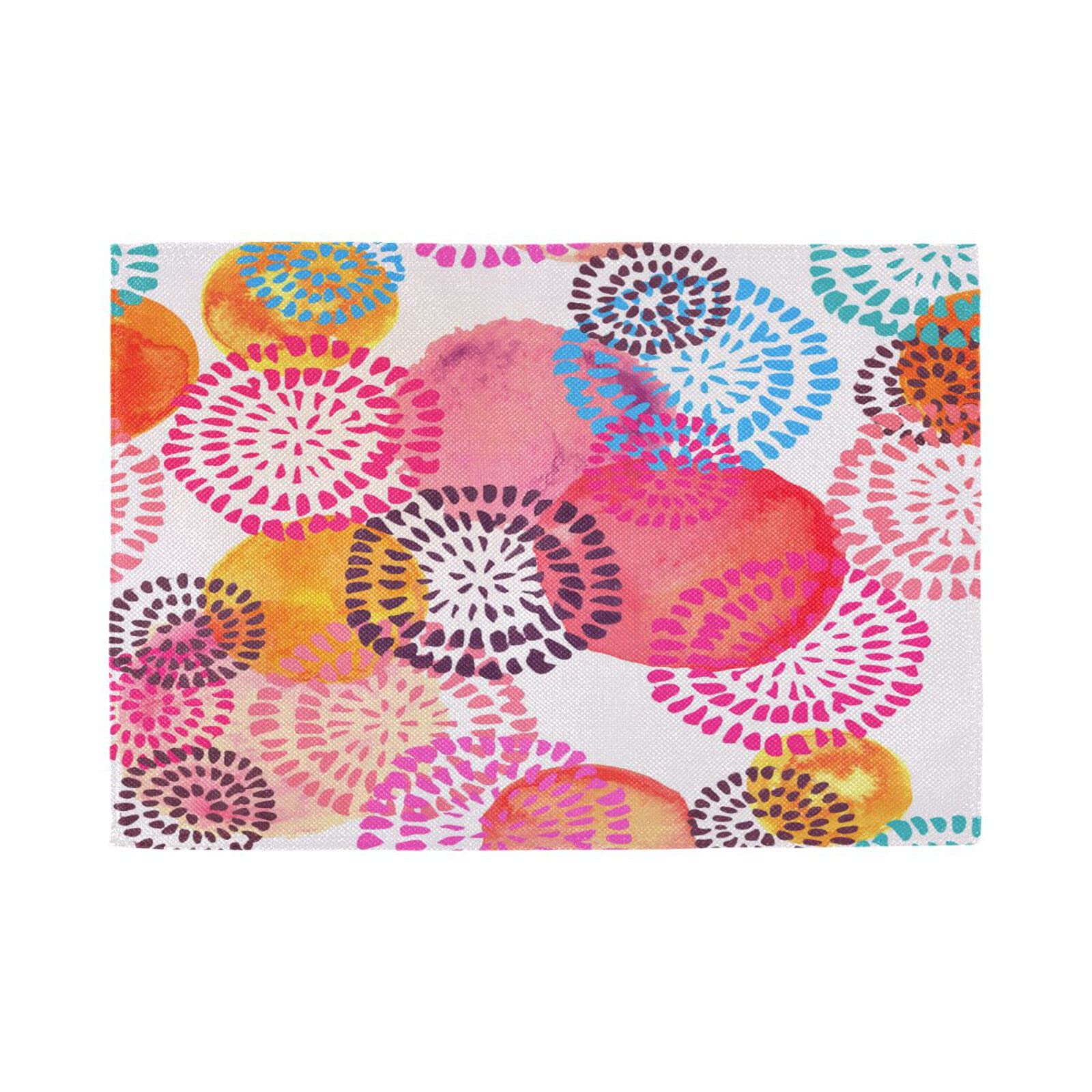 Kigai Striped Circles Placemats Set of 4 - Heat Resistant, Washable & Non-Slip Table Mats - 18x12 Inch Kitchen Dining Table Decor - Perfect for Everyday Meals, Dinner Parties & Home Decoration