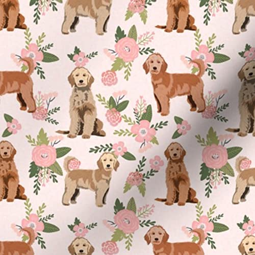 Golden Doodle Floral Dog Print Minky Fabric by The Yard - Peach Cheater Quilt Pet Goldendoodle Pattern - Soft Plush Material for Sewing Baby Blankets, Quilt Backing & DIY Pet Accessories - Perfect for Nursery Decor & Cozy Home Projects