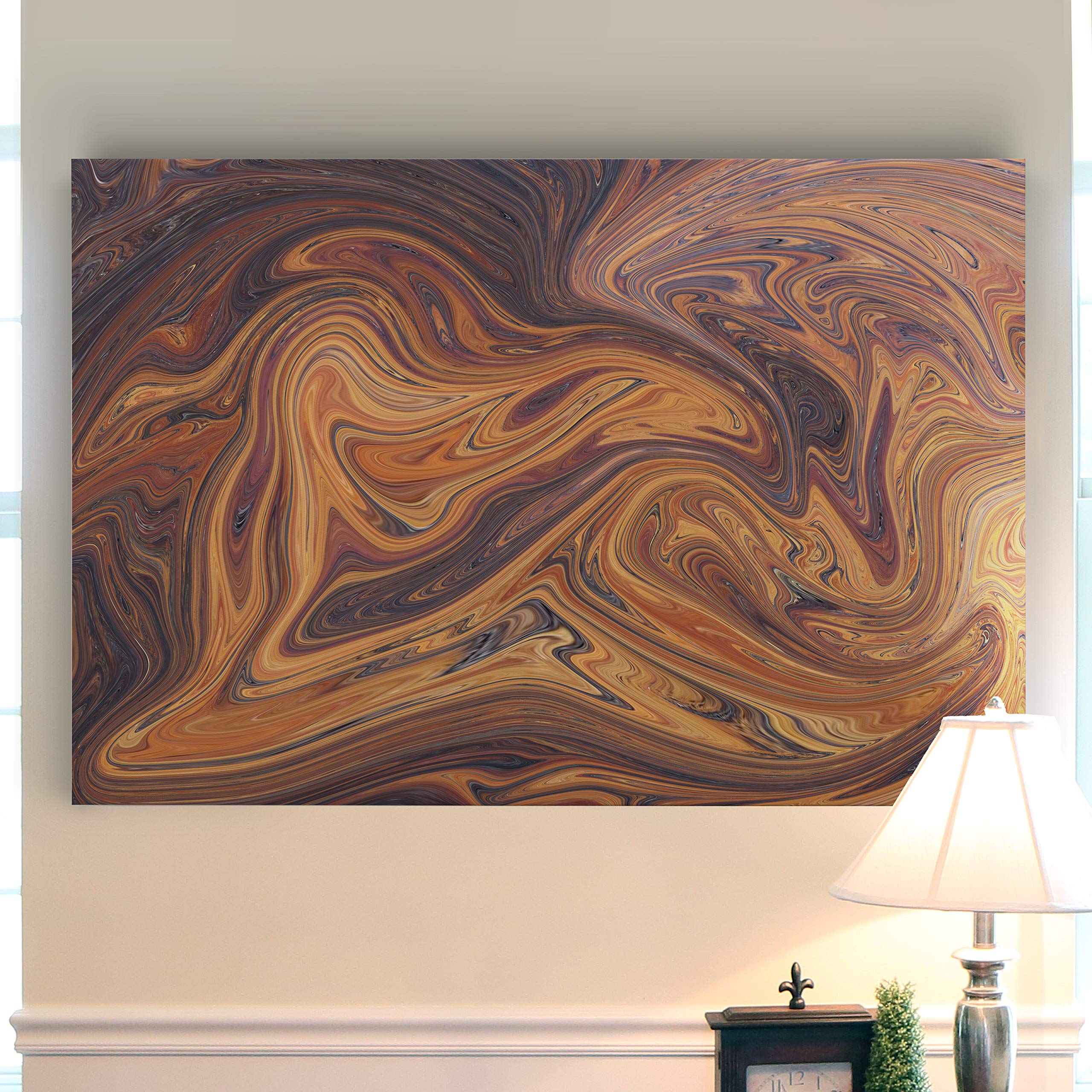 Renditions Gallery Desert Dessert Marble Pattern Canvas Wall Art Print - 12x18 Inches Framed Ready to Hang - Modern Home Office Decor for Living Room, Bedroom & Dining Area