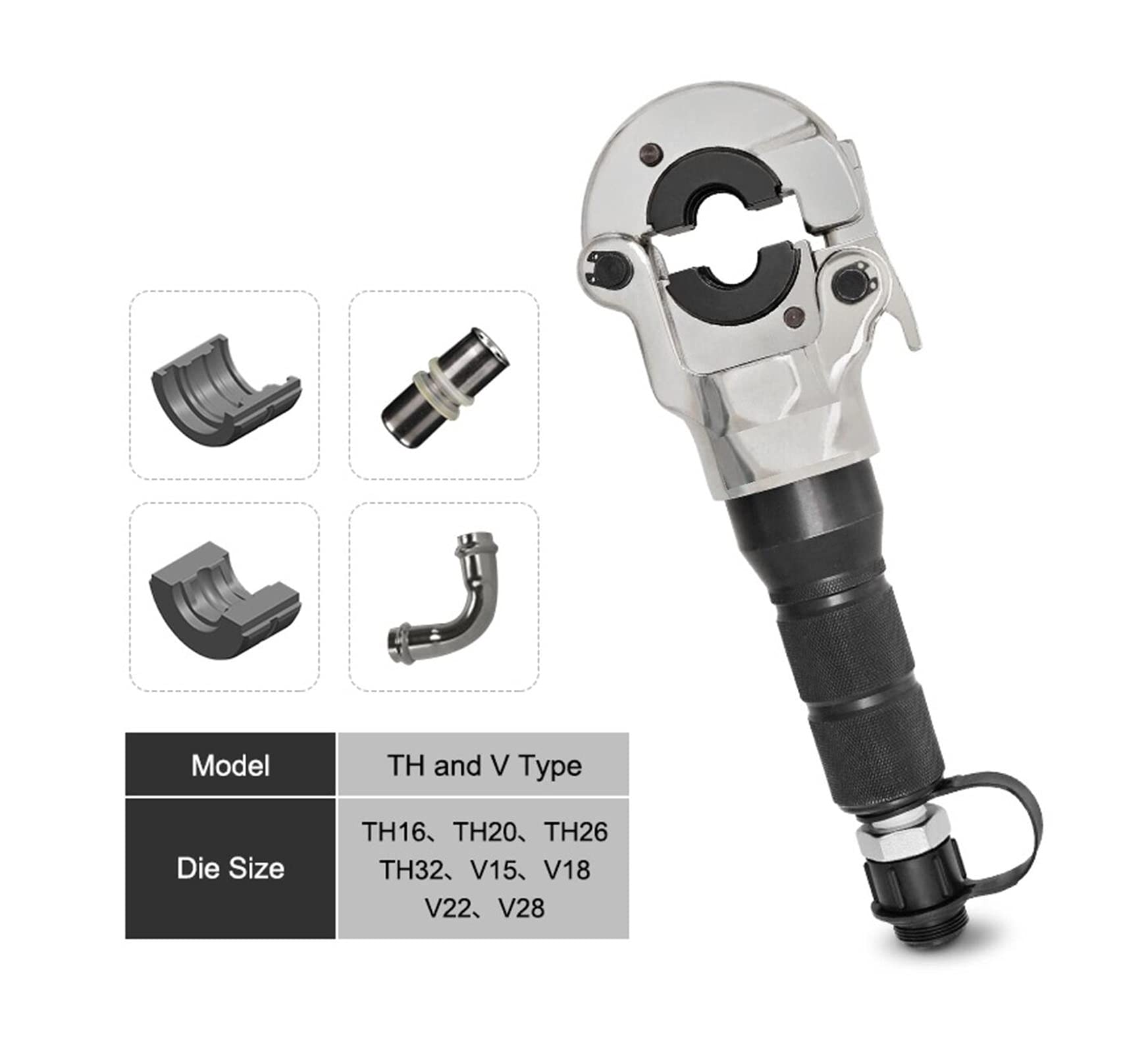 Hydraulic Pipe Crimping Tool 16-32cm 60KN - Professional PEX Pipe Connection Tool for Plumbing, HVAC & Water Lines - Heavy Duty Hand Crimper for Copper, Stainless Steel & PEX Pipes (TH & V Color Options) - Perfect for Home Repairs, Construction & DIY Projects