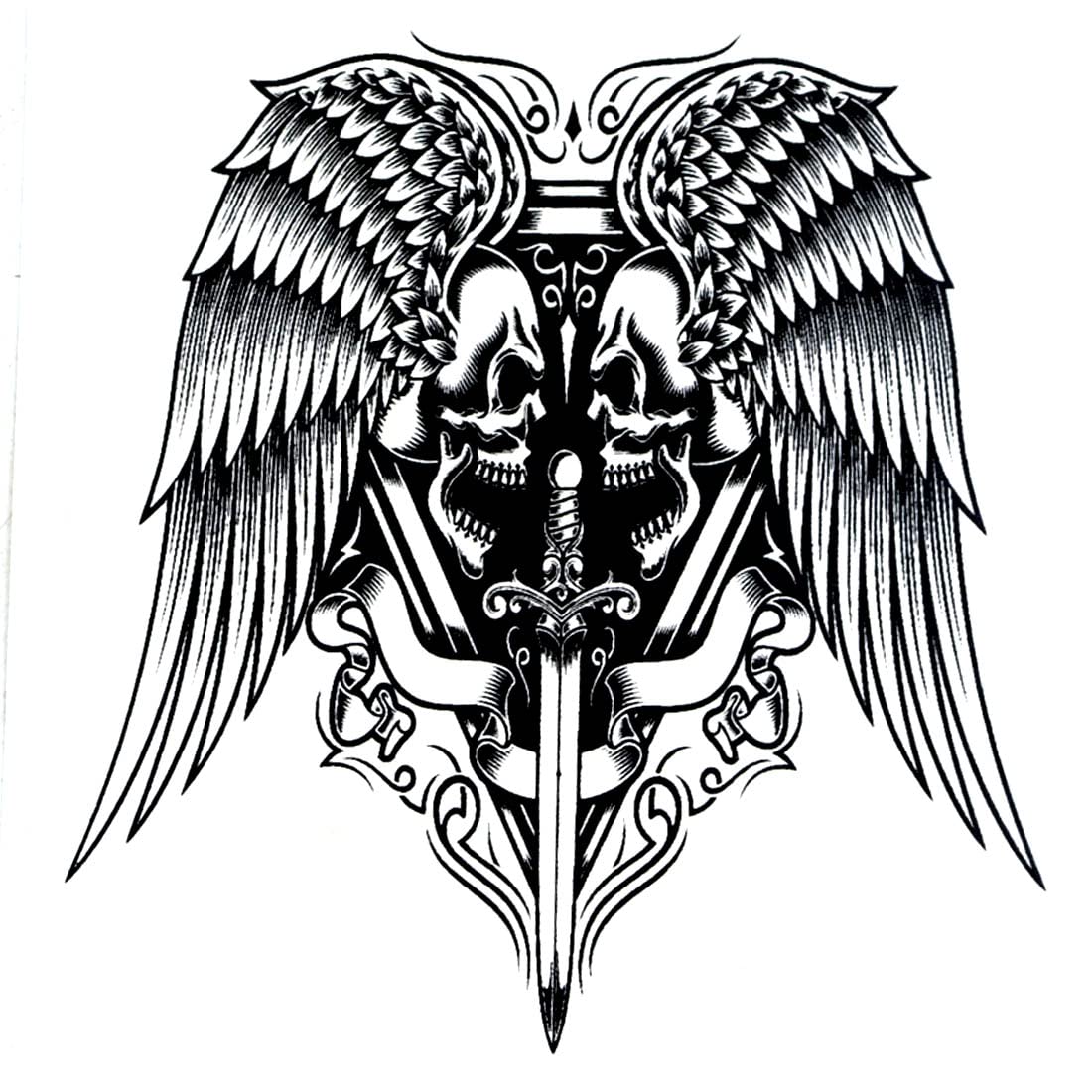 AFH Waterproof Temporary Tattoo Stickers for Men & Women - Long Lasting Black Body Art for Parties, Halloween & Cosplay