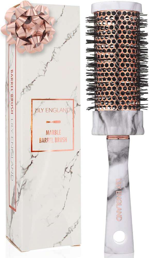 Lily England 43mm Ceramic Round Hair Brush for Women - Blow Dry Styling, Detangling & Curling - Marble Barrel Brush for All Hair Types - Perfect for Salon-Quality Blowouts at Home