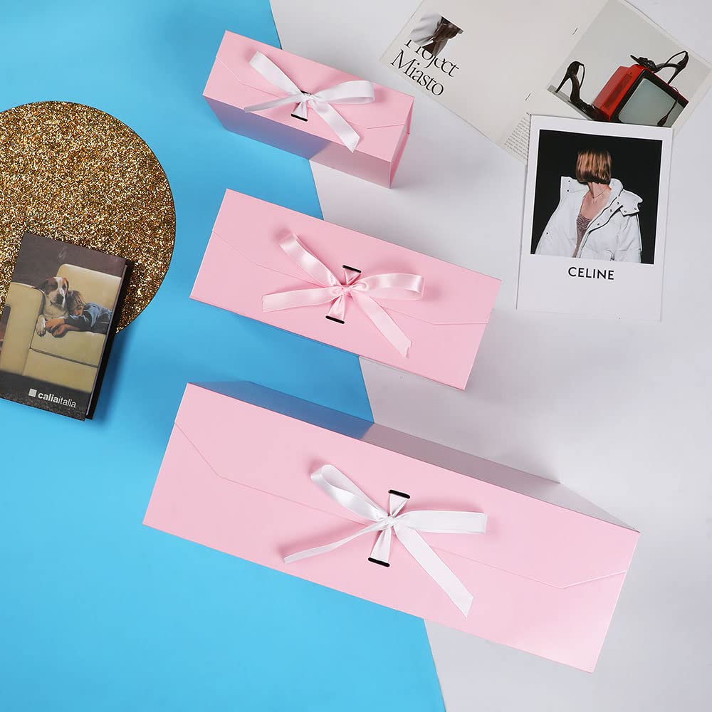 Extra Large Pink Gift Box 19x16x6 Inches with Ribbon & Magnetic Closure Lid - Elegant Wedding Proposal Box for Groomsmen, Bridesmaid Gifts, Jewelry & Dress Packaging - Perfect for Weddings, Anniversaries & Special Occasions