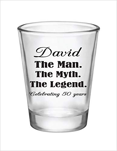 Personalized 50th Birthday Shot Glasses - The Man The Myth The Legend - Custom Milestone Birthday Party Favors for Men - Perfect for 50th Birthday Celebrations, Bachelor Parties & Gag Gifts