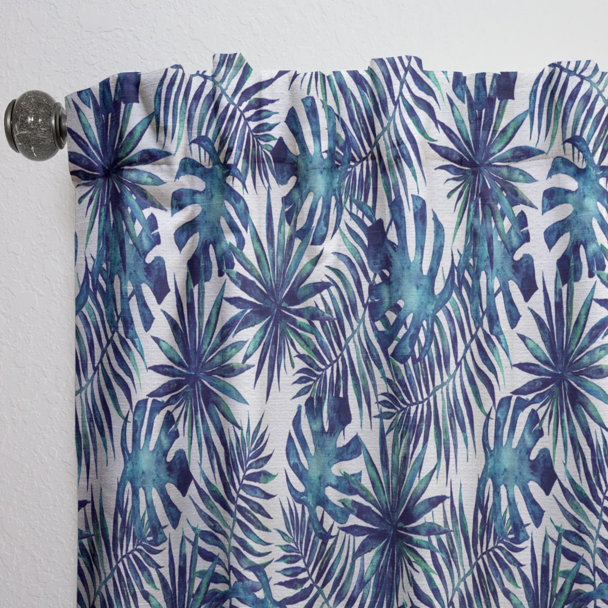 DesignQ Tropical Leaves & Branches Thermal Insulated Curtain Panel - 52x90 Inches - Blackout Drapes for Bedroom & Living Room - Perfect for Home Decor, Privacy & Energy Efficiency
